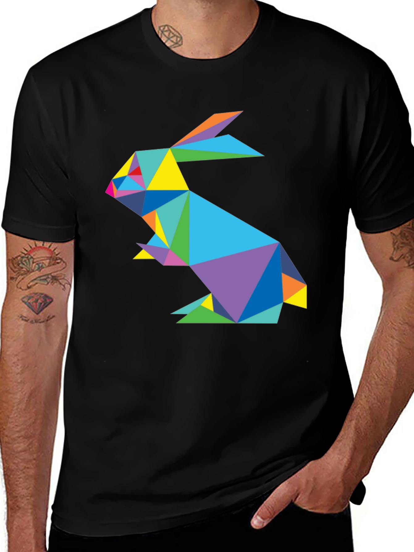 Variant 18 of Geometric Rabbit Graphic T-Shirt