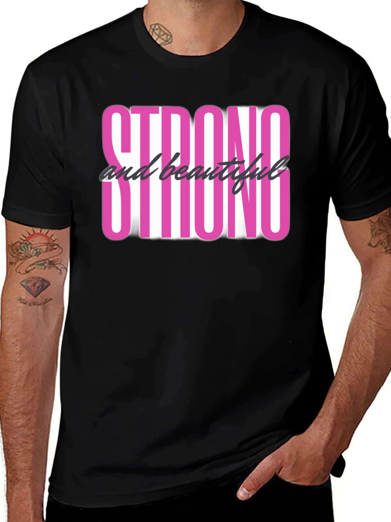 Variant 22 of Strong & Beautiful Graphic Tee - Empowering Black T-Shirt
