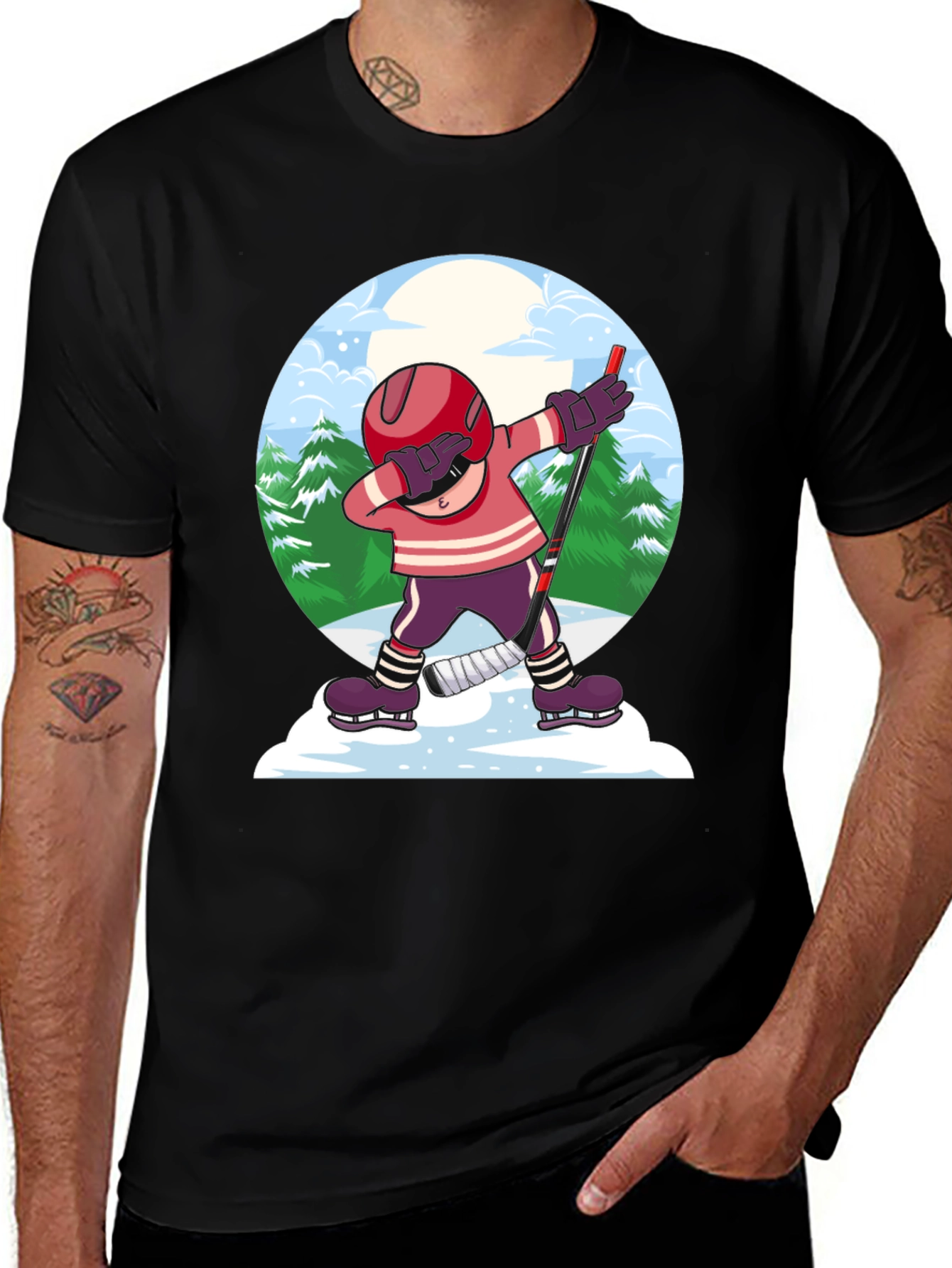 Black Dabbing Hockey Player T-Shirt main image