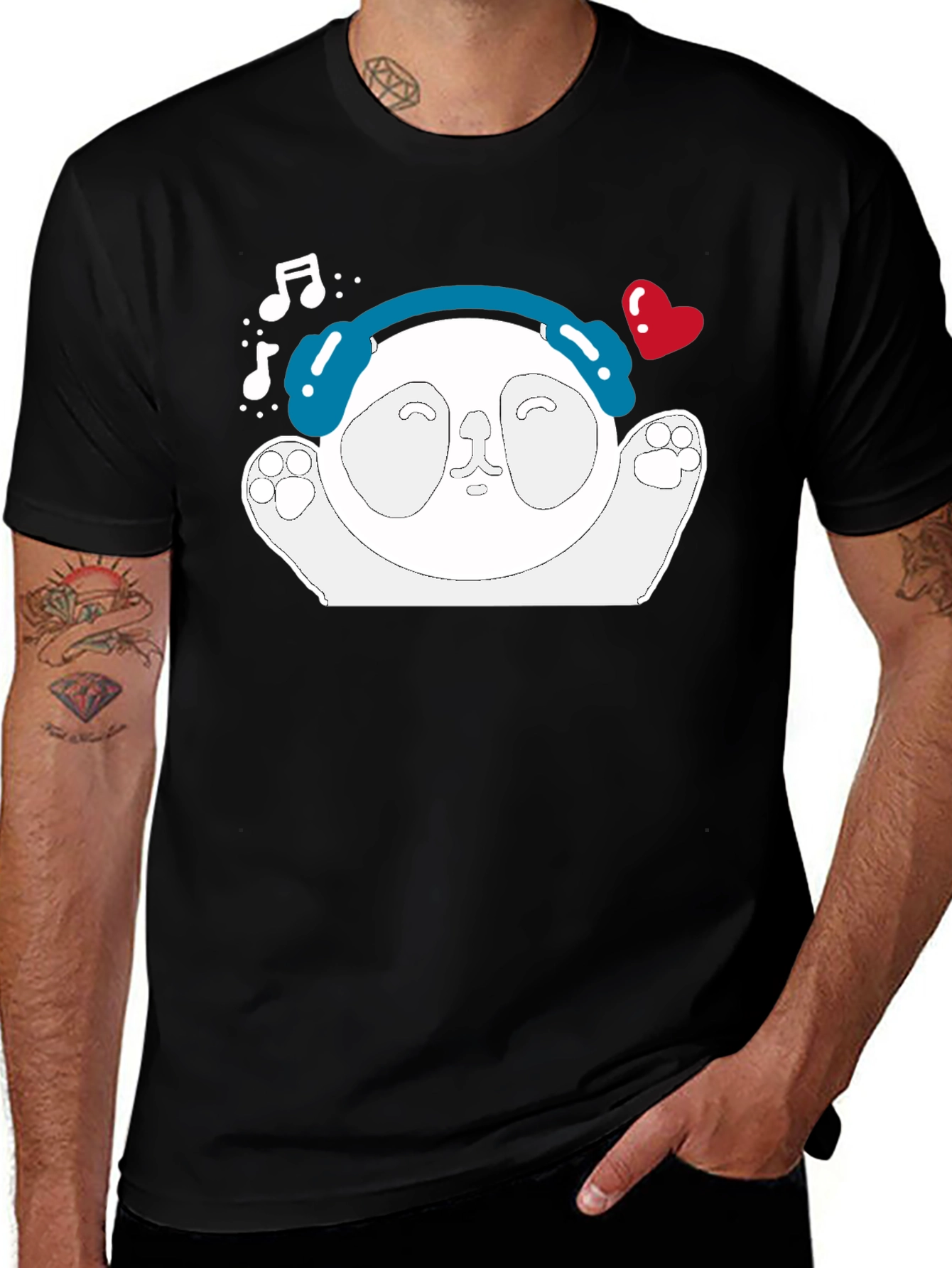 Variant 29 of Panda Headphone Graphic T-Shirt - Music Lover Tee