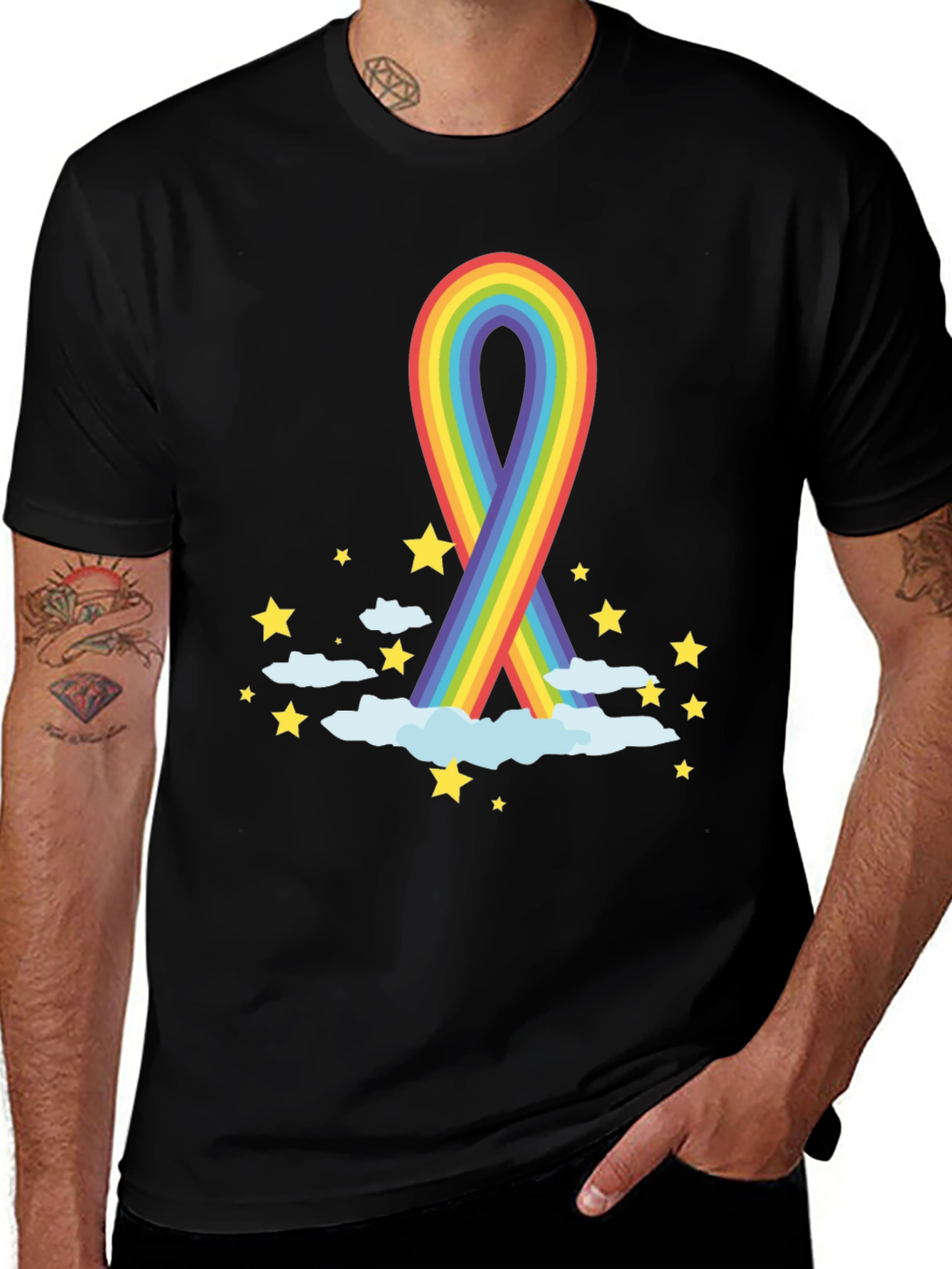 Variant 2 of Rainbow Ribbon Starry Cloud T-Shirt
