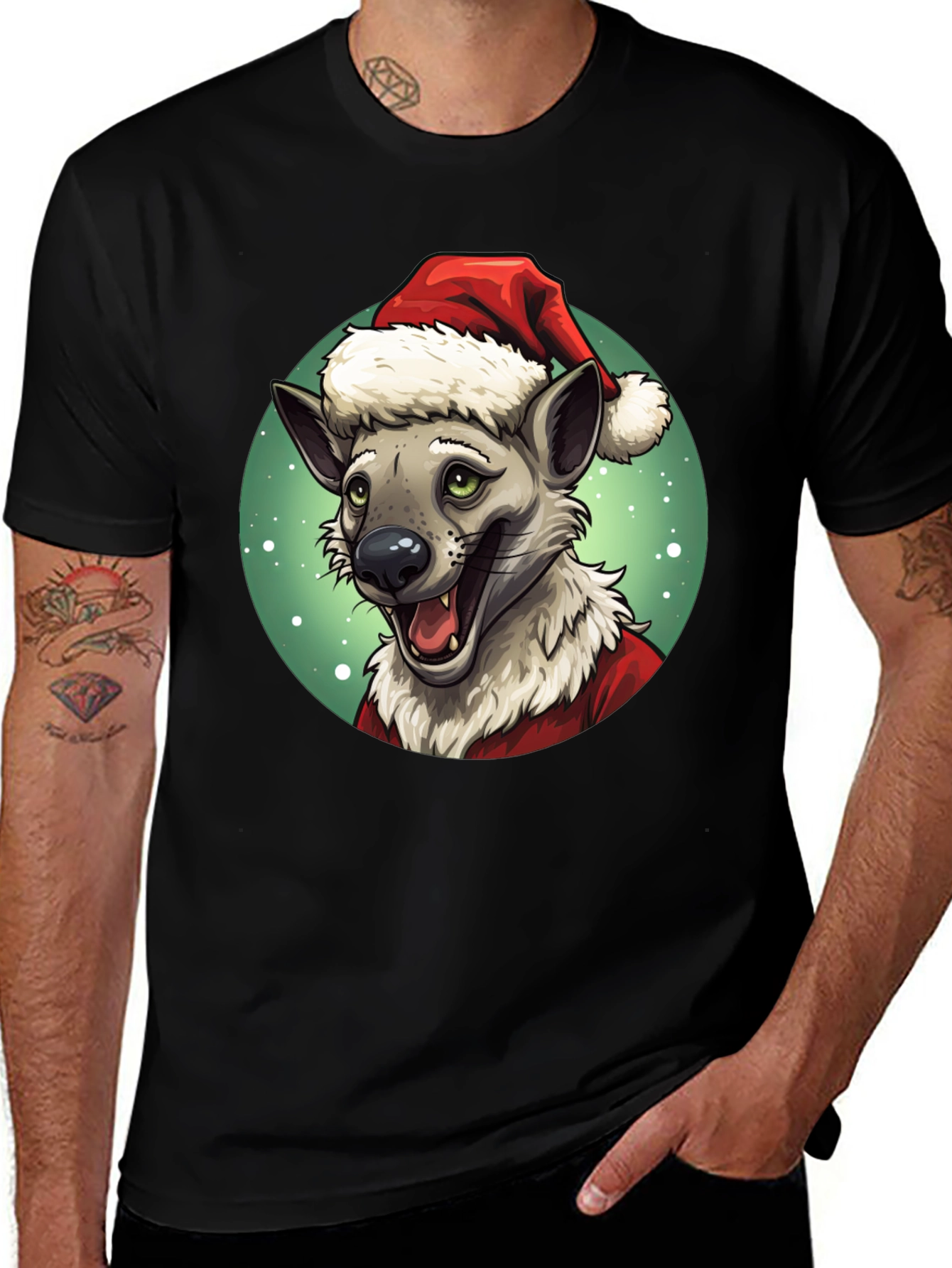 Variant 21 of Hyena Santa Claus Christmas T-Shirt
