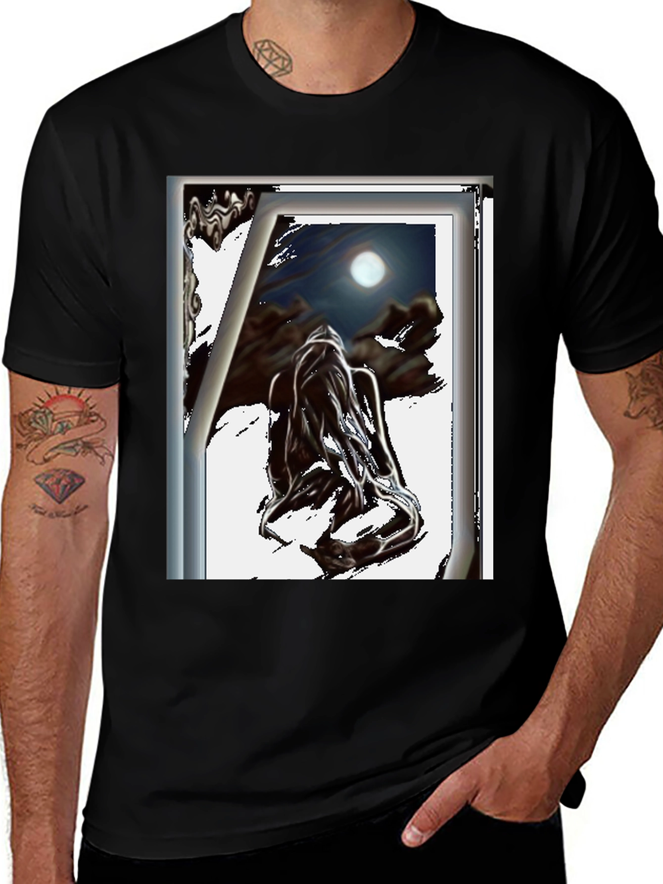 Variant 27 of Moonlit Dream T-Shirt - Black Graphic Tee