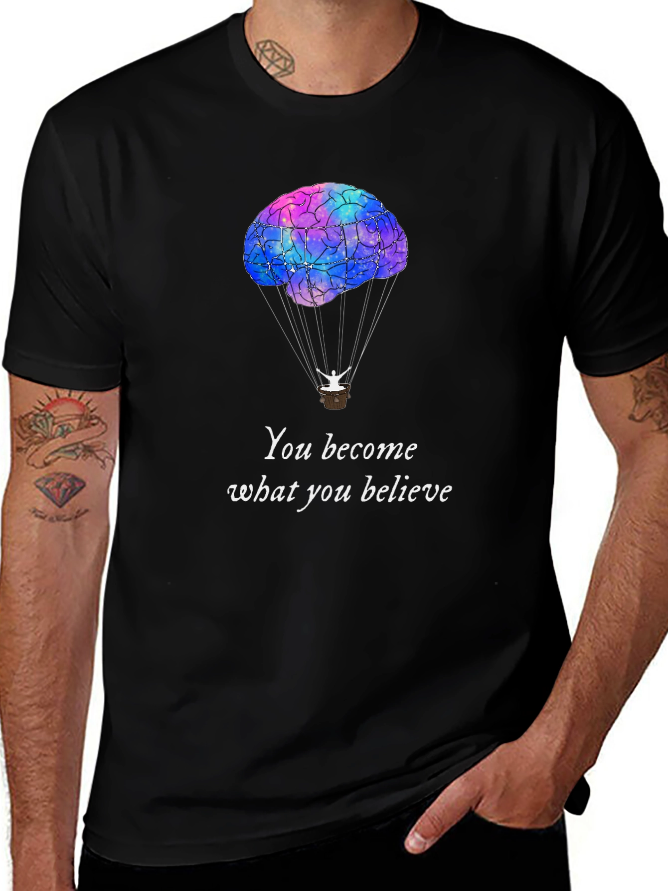 Variant 7 of Brain Hot Air Balloon T-Shirt - Believe in Yourself!