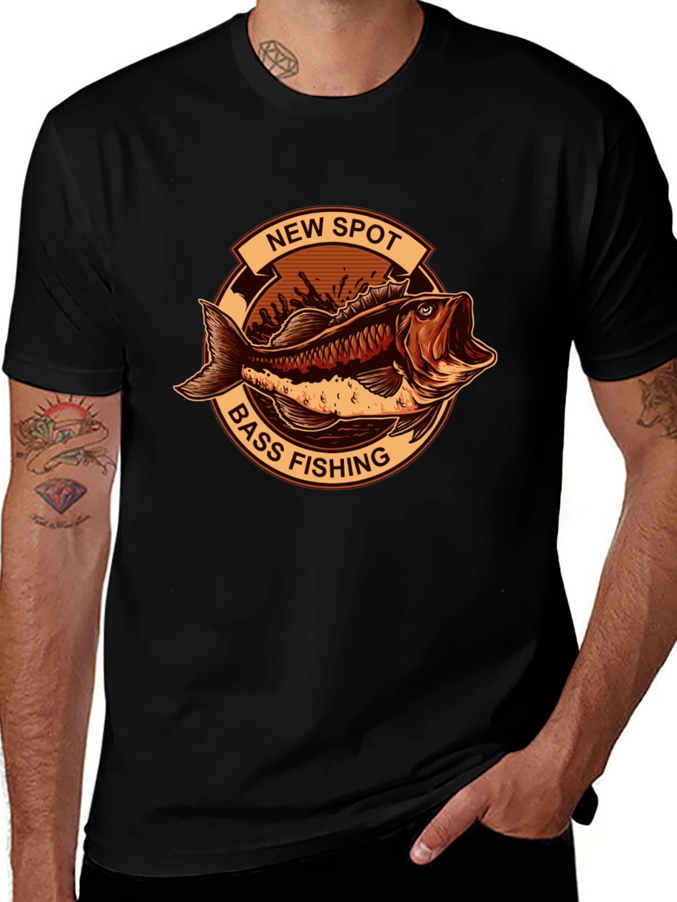 New Spot Bass Fishing Graphic T-Shirt
