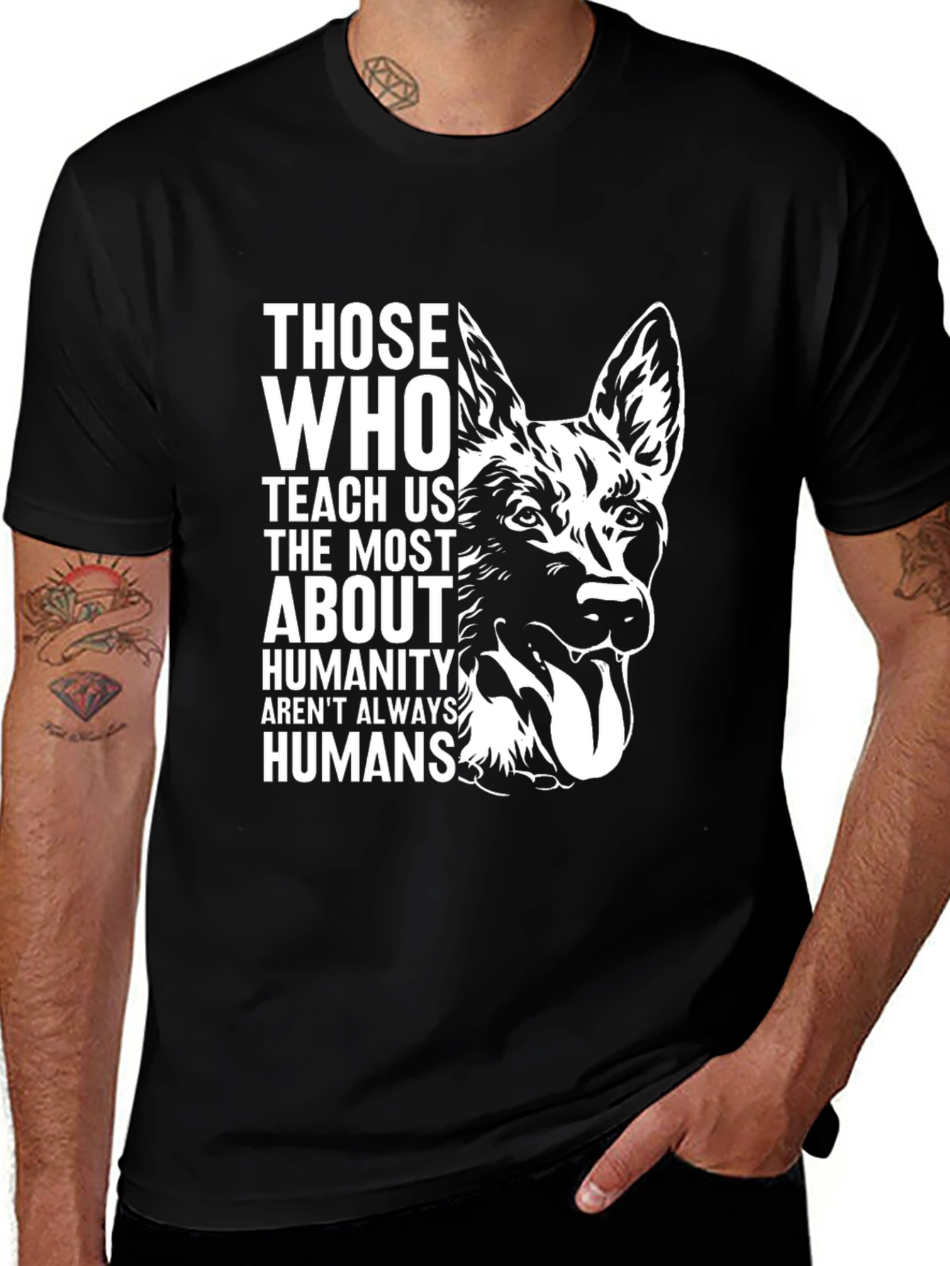 Variant 3 of German Shepherd Teach Us Humans T-Shirt