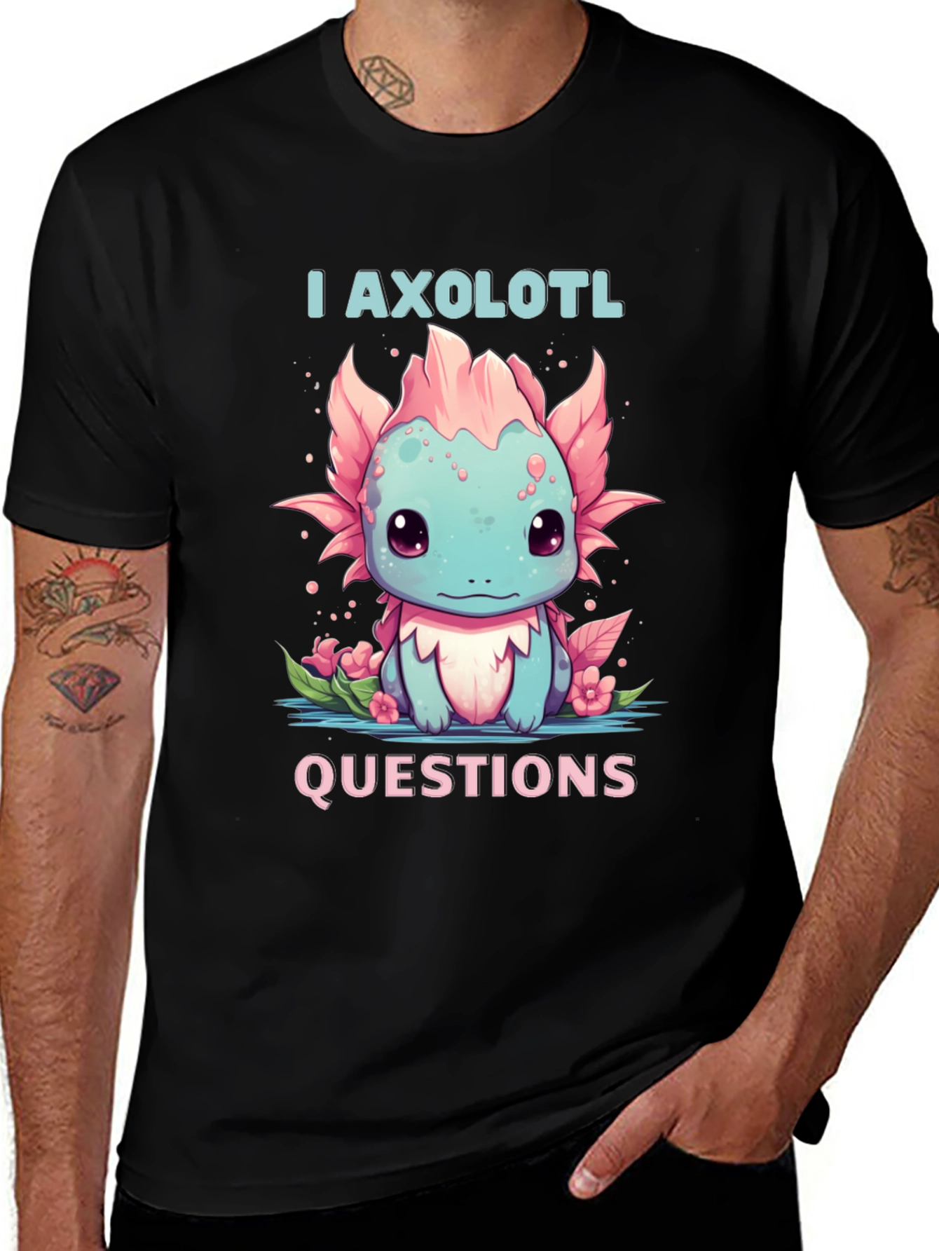 Variant 8 of Cute Axolotl Questions Graphic T-Shirt