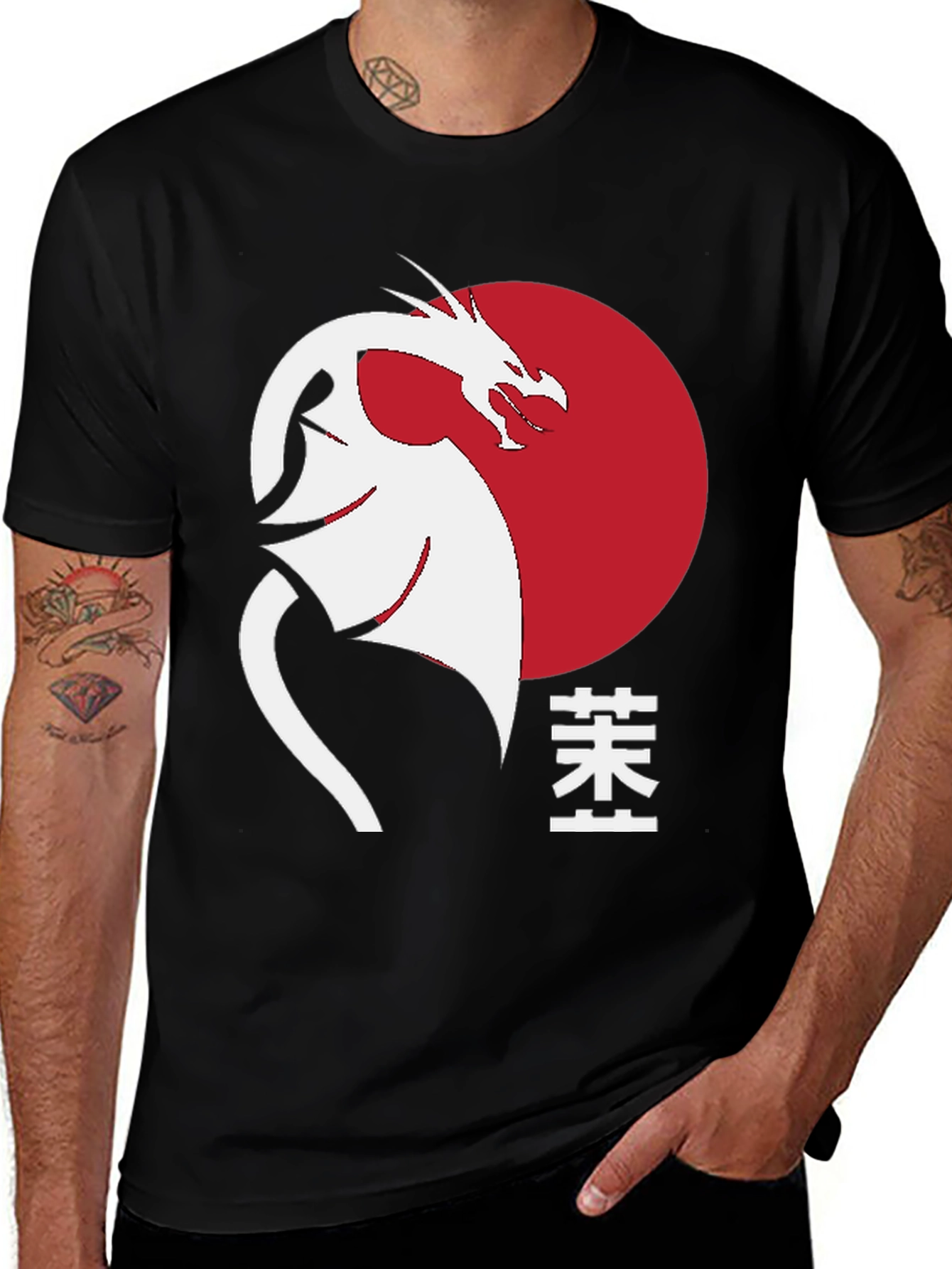 Variant 20 of Dragon Graphic T-Shirt - Men's Black Tee