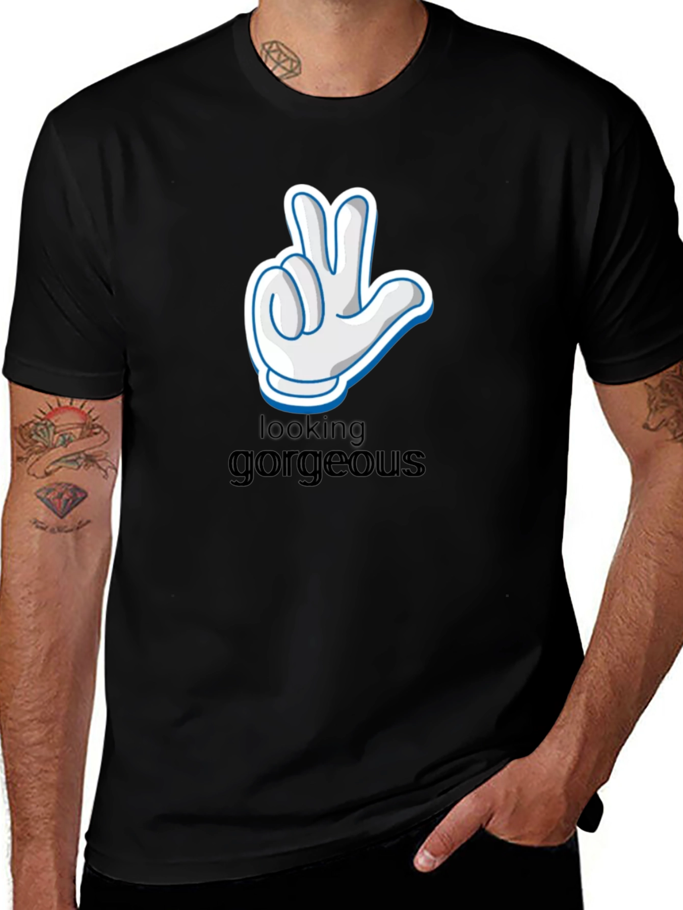 Variant 13 of Looking Gorgeous Black Cotton T-Shirt