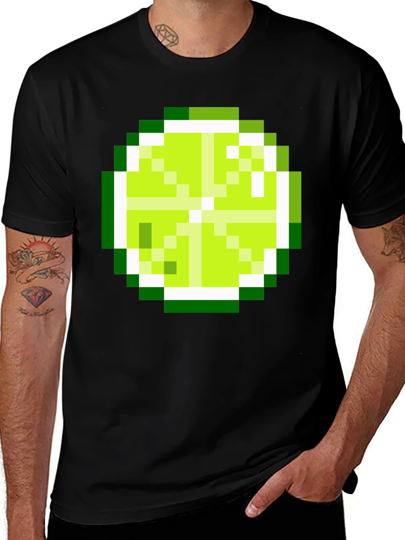Variant 4 of Pixel Lime Graphic Tee - Black Cotton T-Shirt