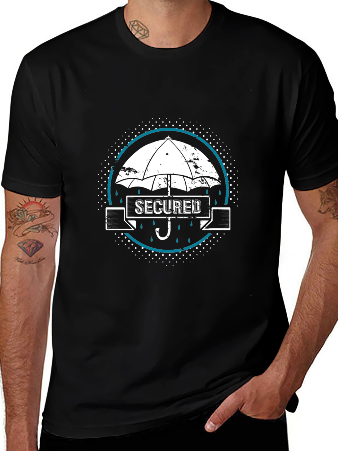 Variant 8 of Secured Umbrella Graphic Black T-Shirt