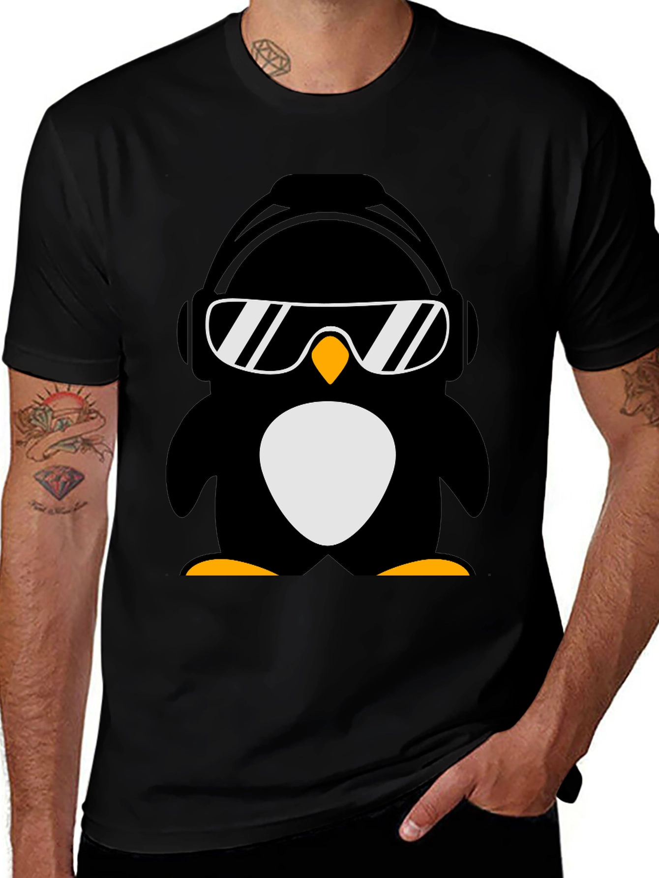 Variant 23 of Cool Penguin Graphic Tee - Black