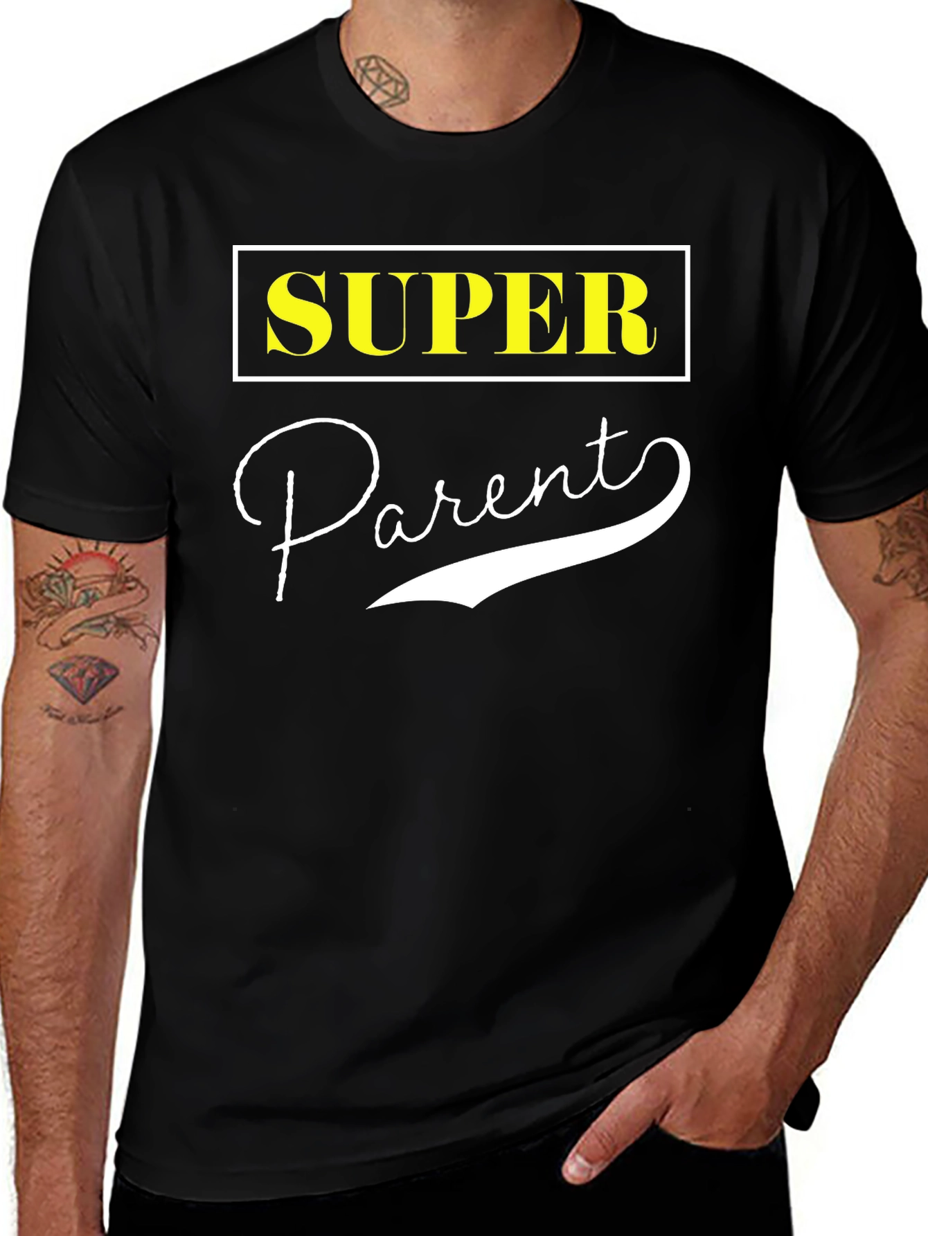 Variant 19 of Super Parent Black Cotton T-Shirt