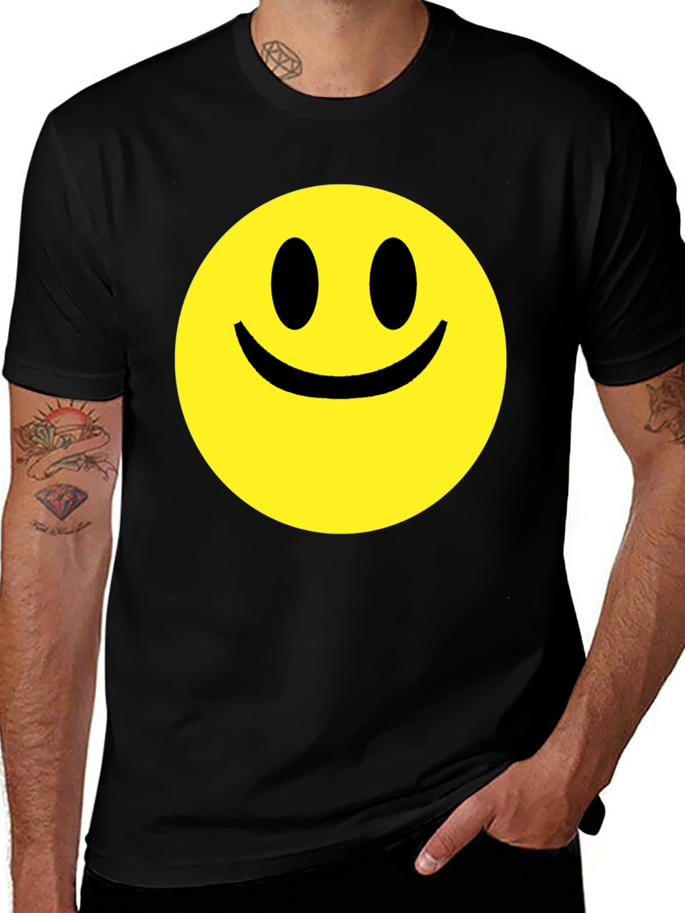 Variant 9 of Smiley Face Graphic Black T-Shirt