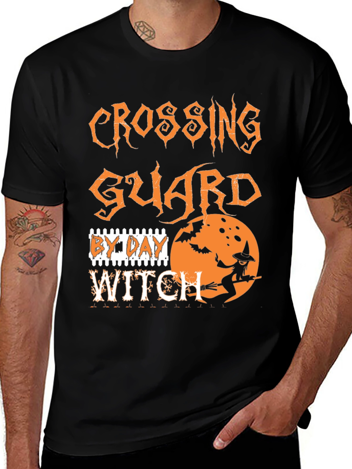 Halloween Crossing Guard Witch Graphic Tee