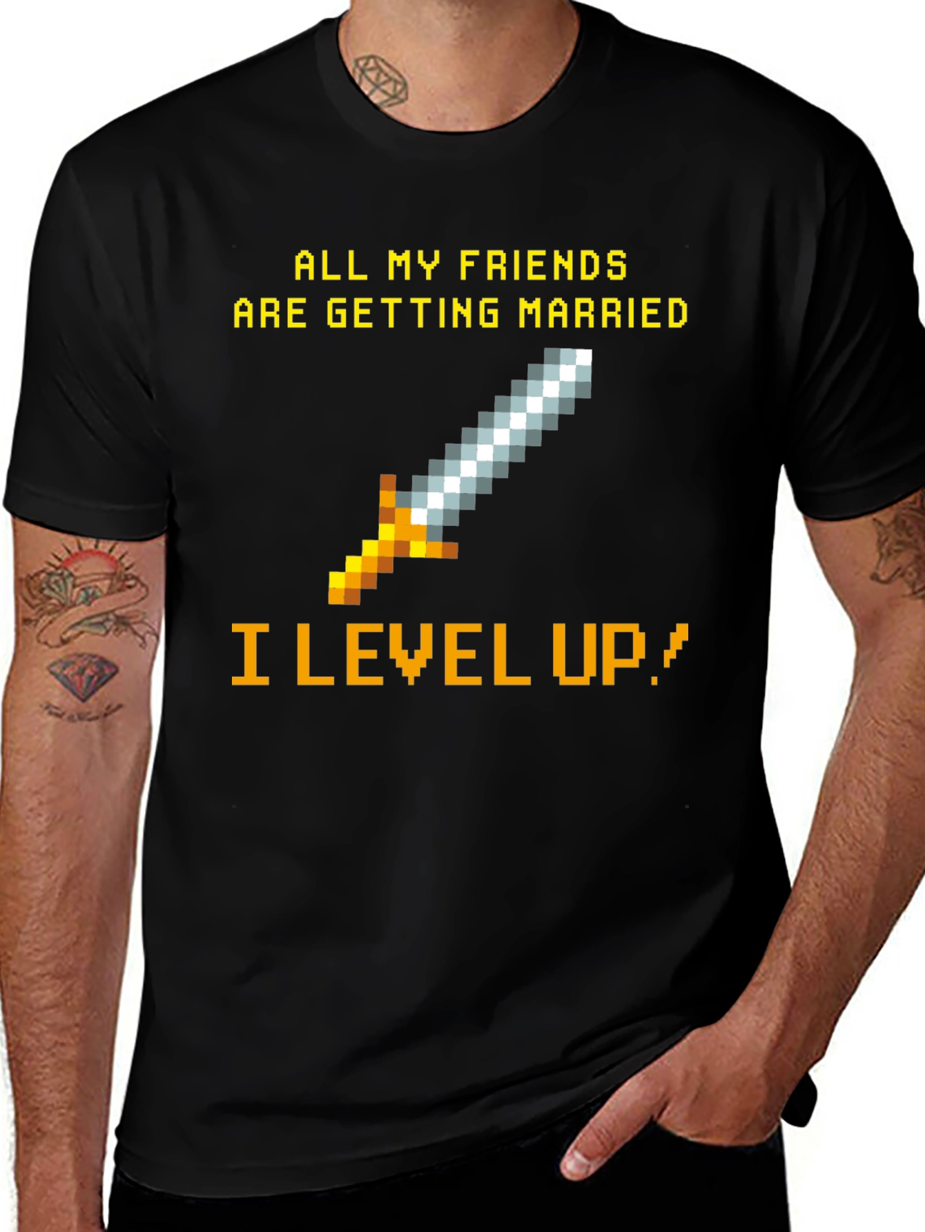 Variant 27 of Gamer Humor T-Shirt - All My Friends Are Getting Married, I Level Up