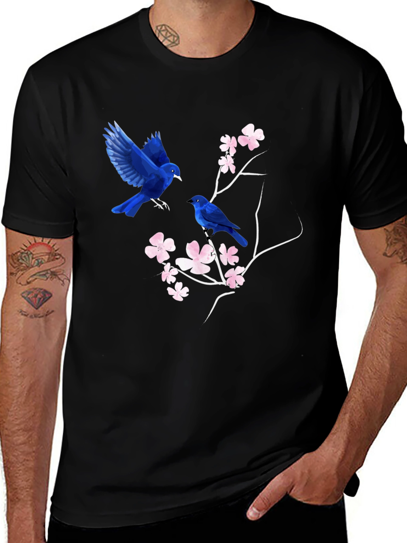 Variant 27 of Blue Birds & Blossoms Graphic T-Shirt