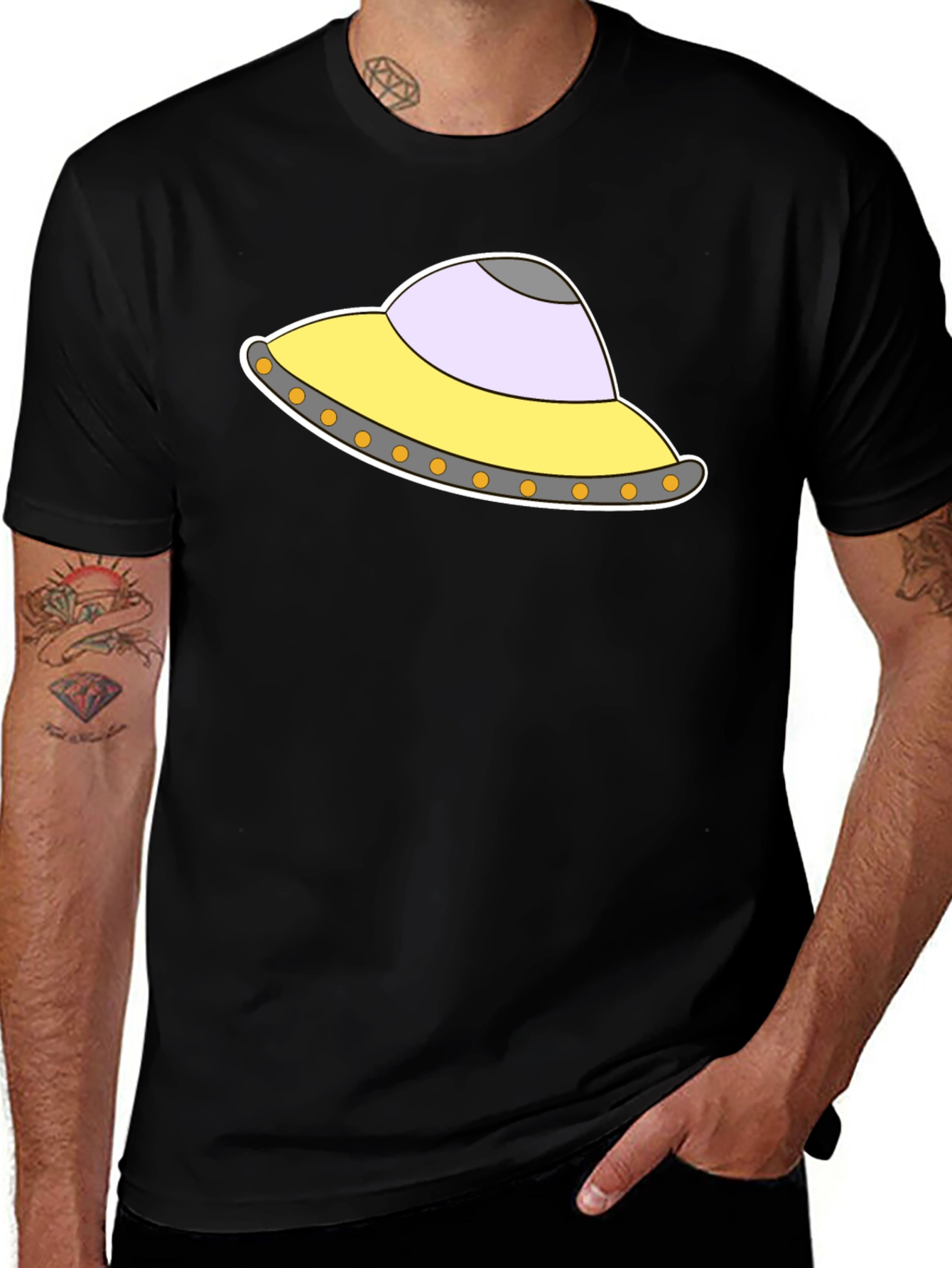 Variant 17 of UFO Graphic Tee - Black Cotton Blend T-Shirt
