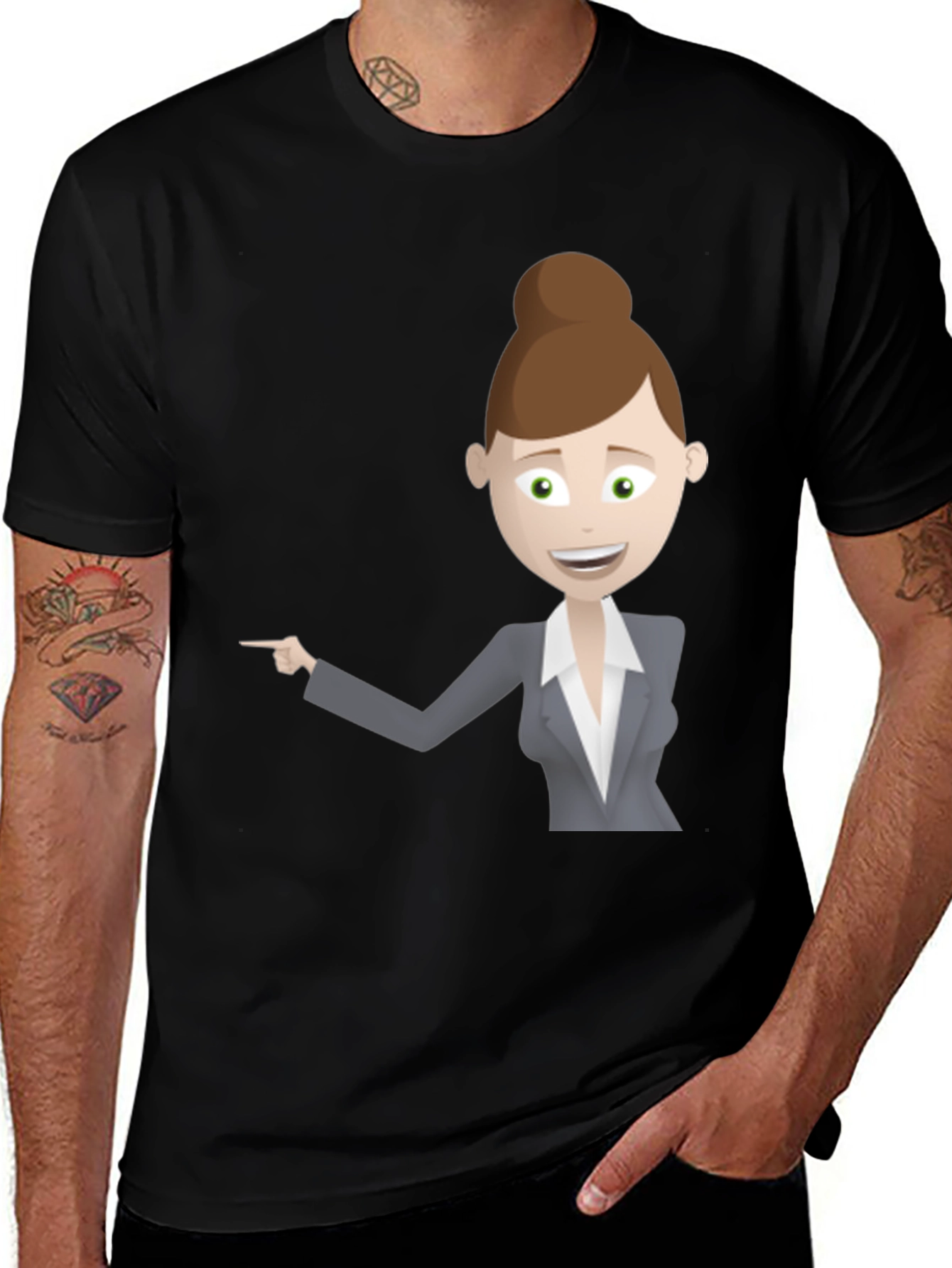 Variant 25 of Funny Pointing Businesswoman Graphic Tee - Soft Cotton