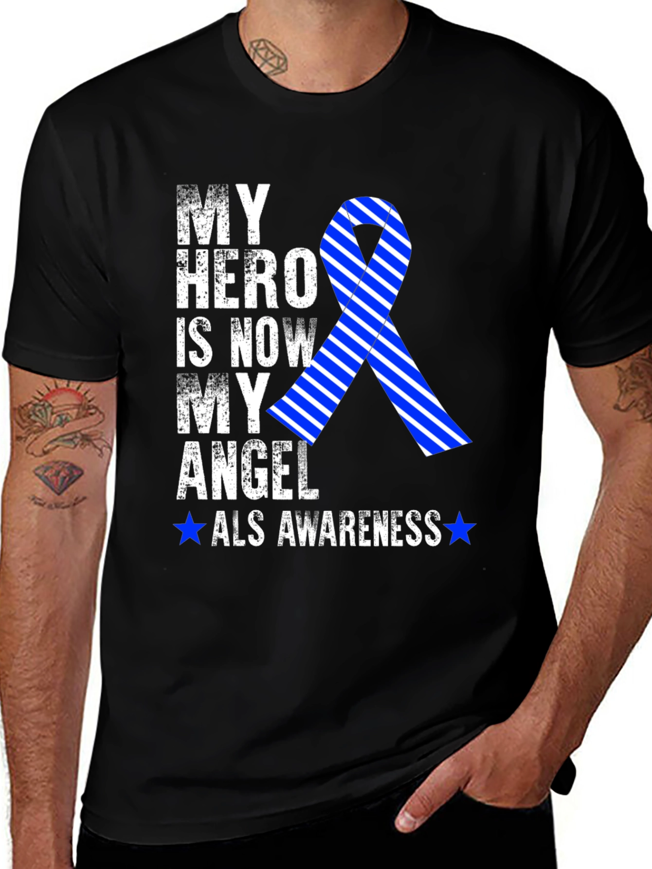 ALS Awareness Ribbon T-Shirt My Hero My Angel