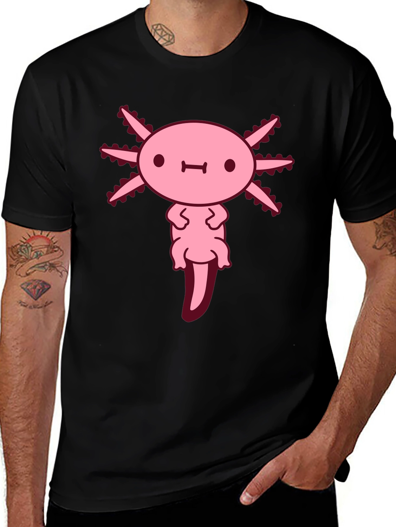 Variant 25 of Axolotl Graphic Tee - Black Cotton T-Shirt