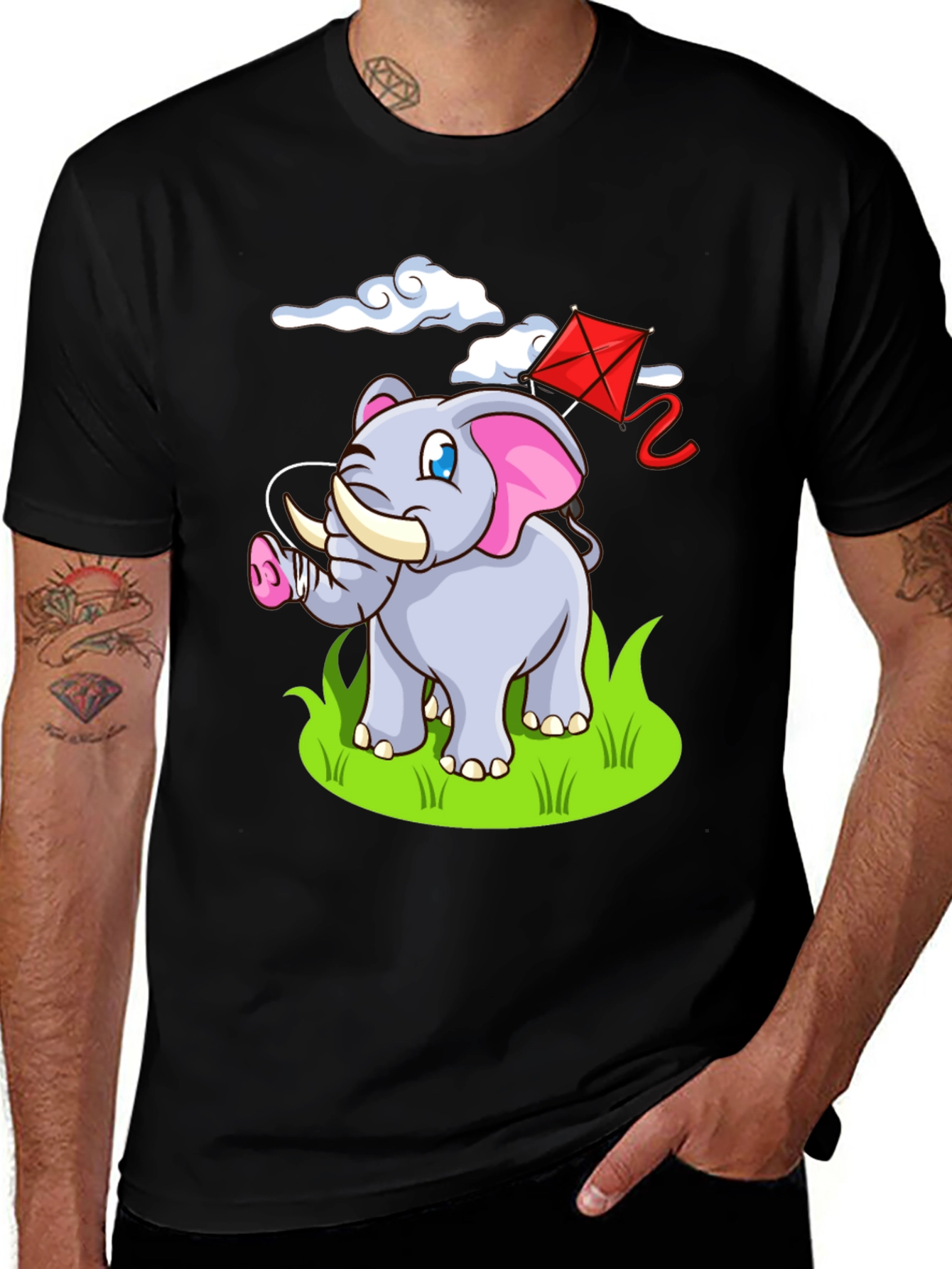 Variant 27 of Elephant Kite Graphic Tee - Fun, Casual Style