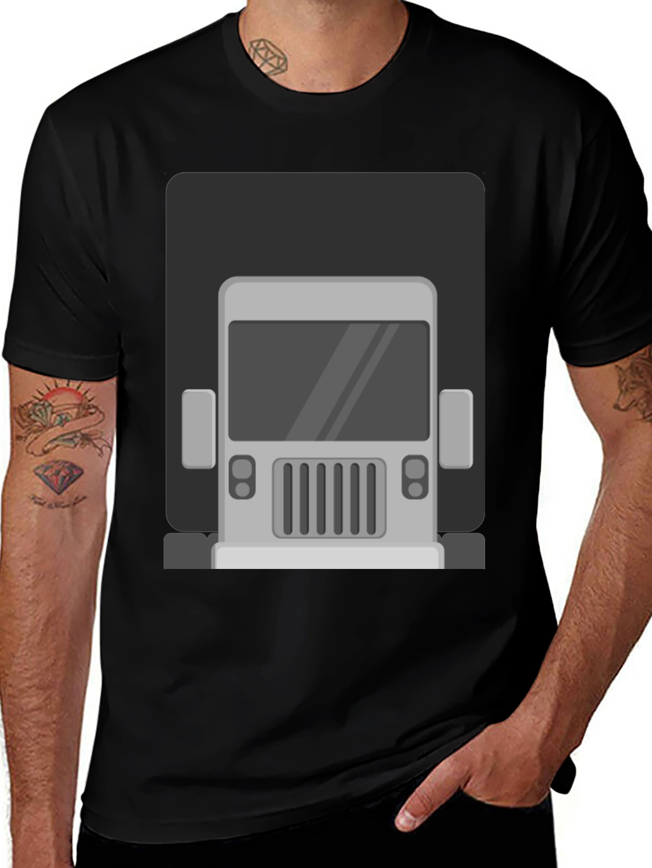 Variant 10 of Truck Graphic Print T-Shirt - Men's Black Tee