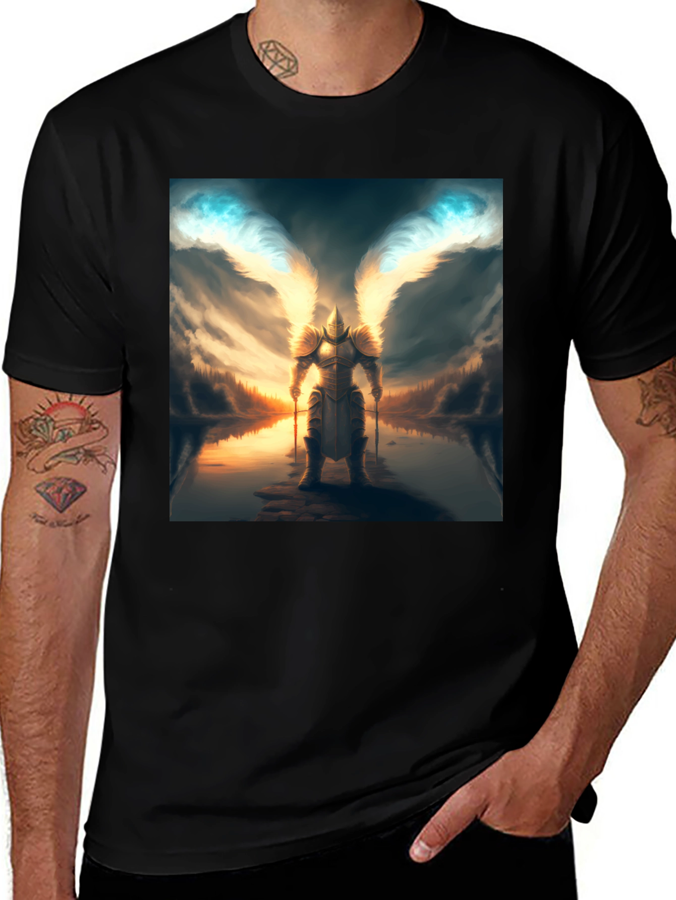 Variant 21 of Winged Warrior Graphic Tee - Black