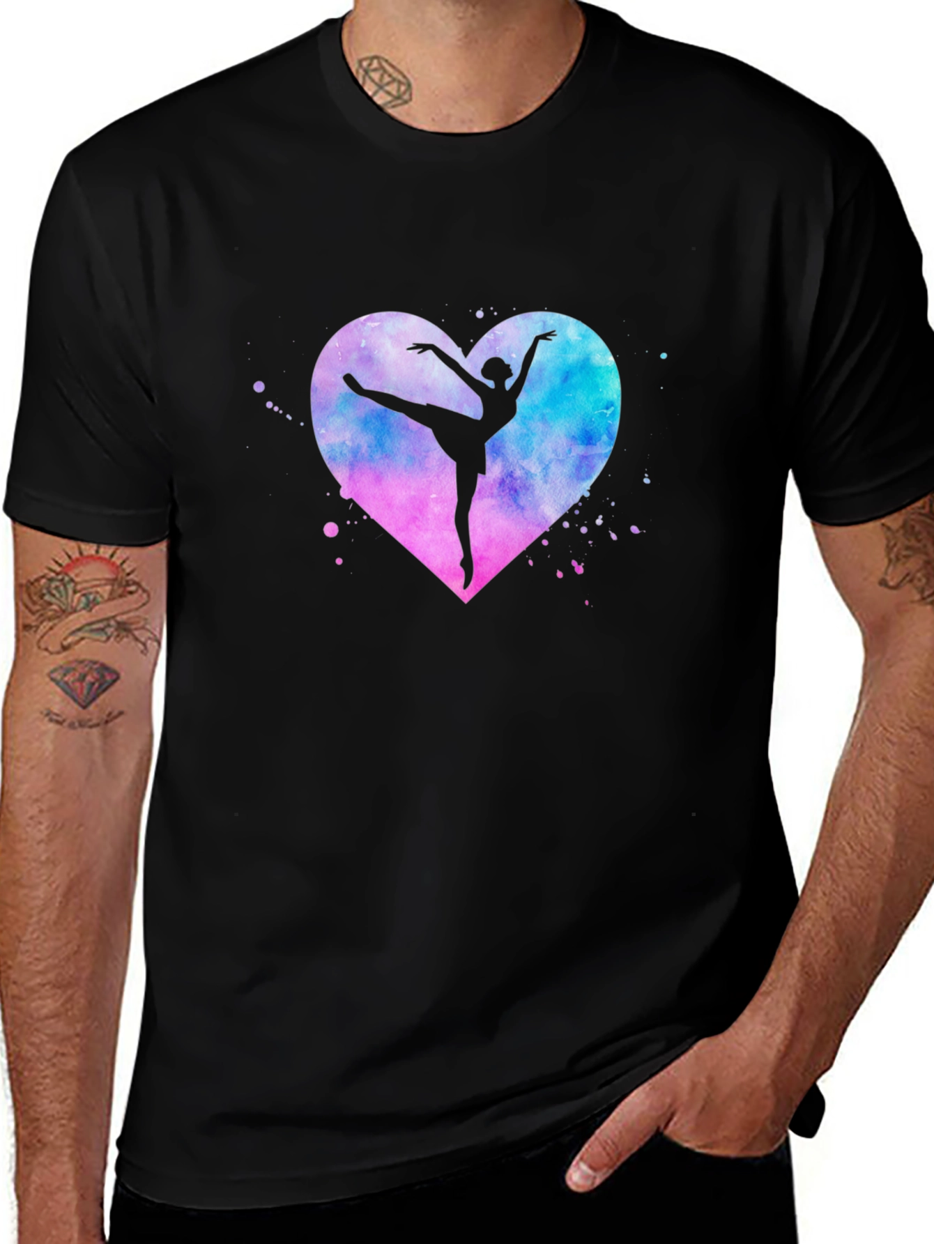 Variant 27 of Ballet Dancer Heart Graphic T-Shirt - Stylish Black Tee