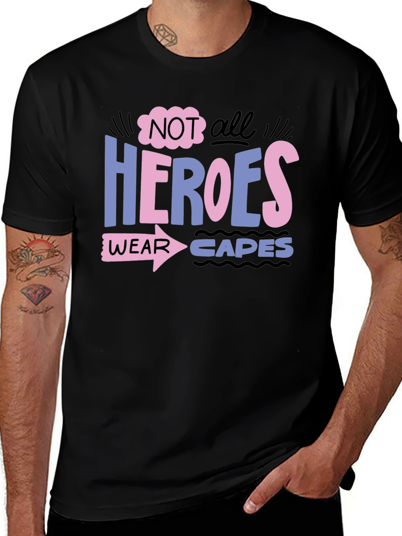 Variant 8 of Heroes Wear Capes Graphic Tee