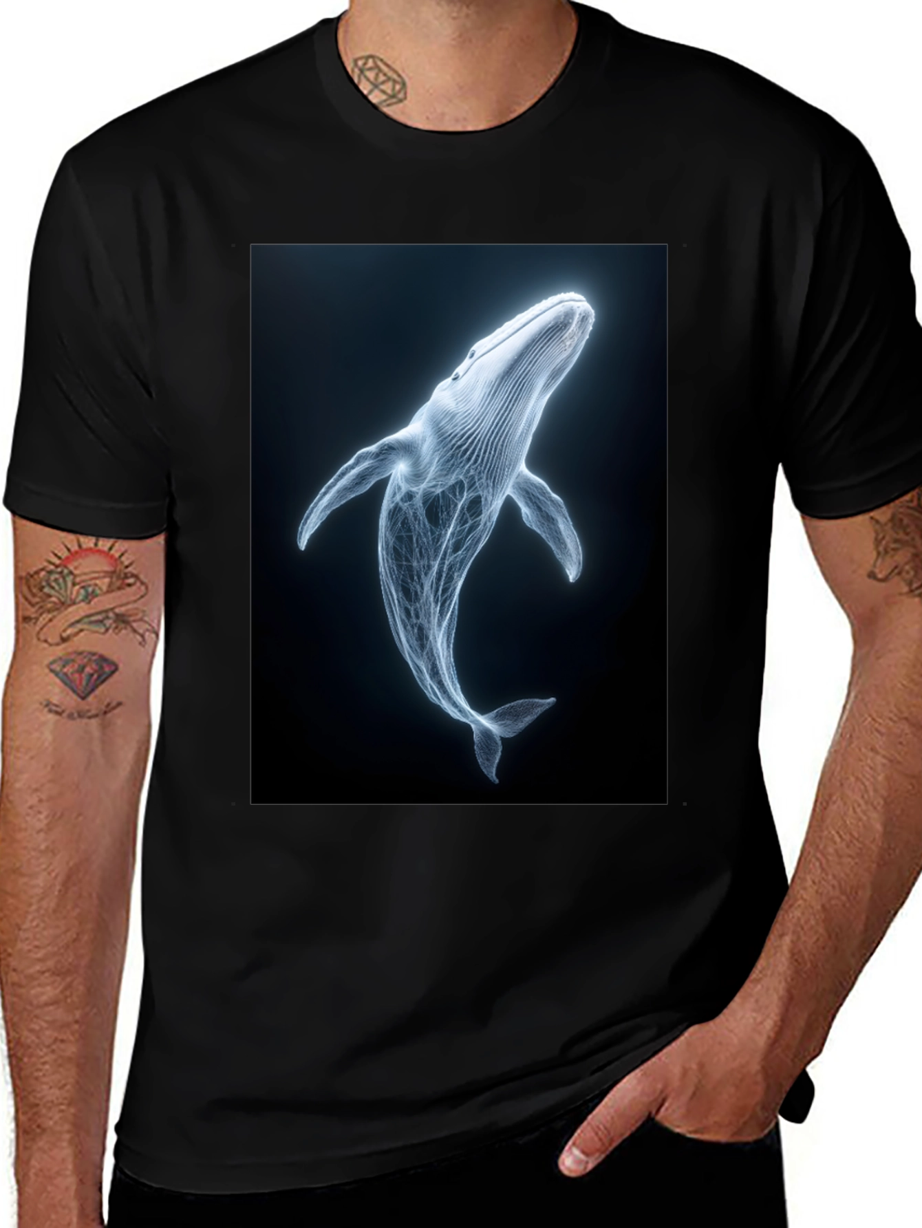Black Whale Graphic Print Black T-Shirt main image
