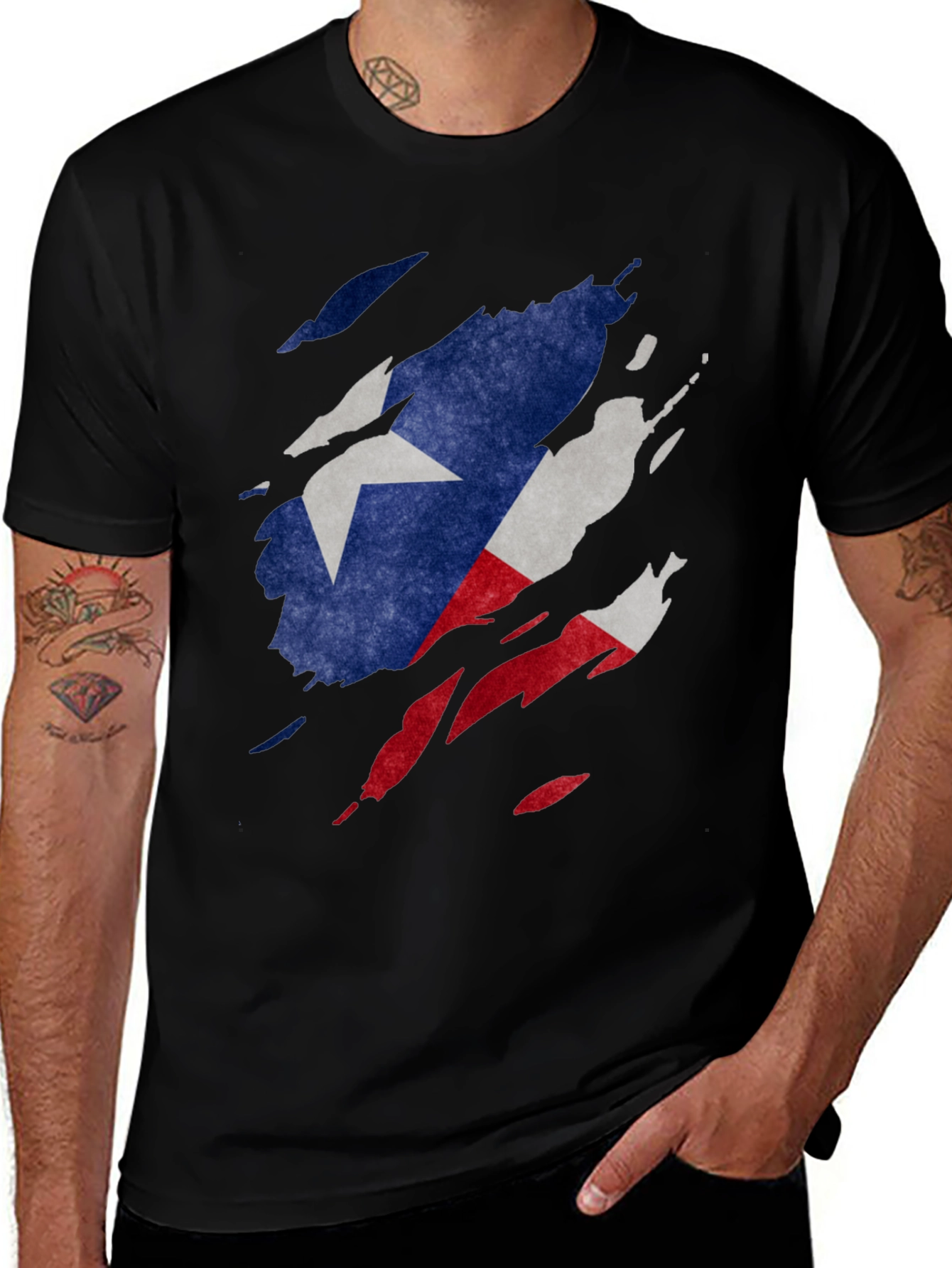 Variant 25 of Texas Flag Graphic Print Men's Black T-Shirt