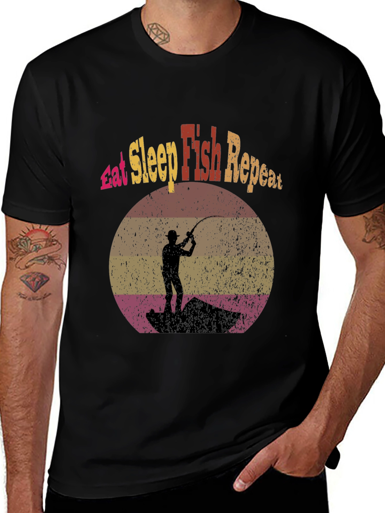 Variant 13 of Eat Sleep Fish Repeat Graphic Tee