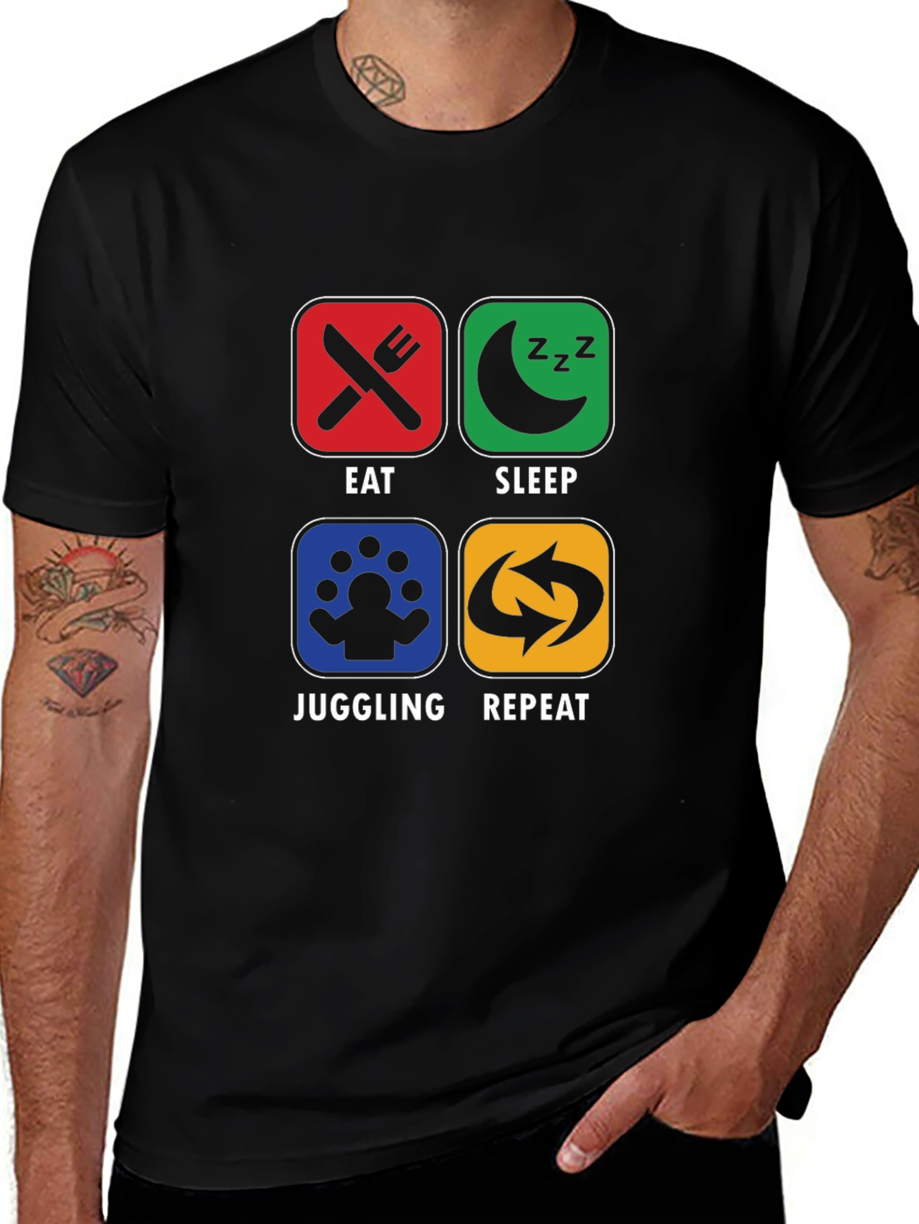 Variant 23 of Eat Sleep Juggling Repeat Black T-Shirt
