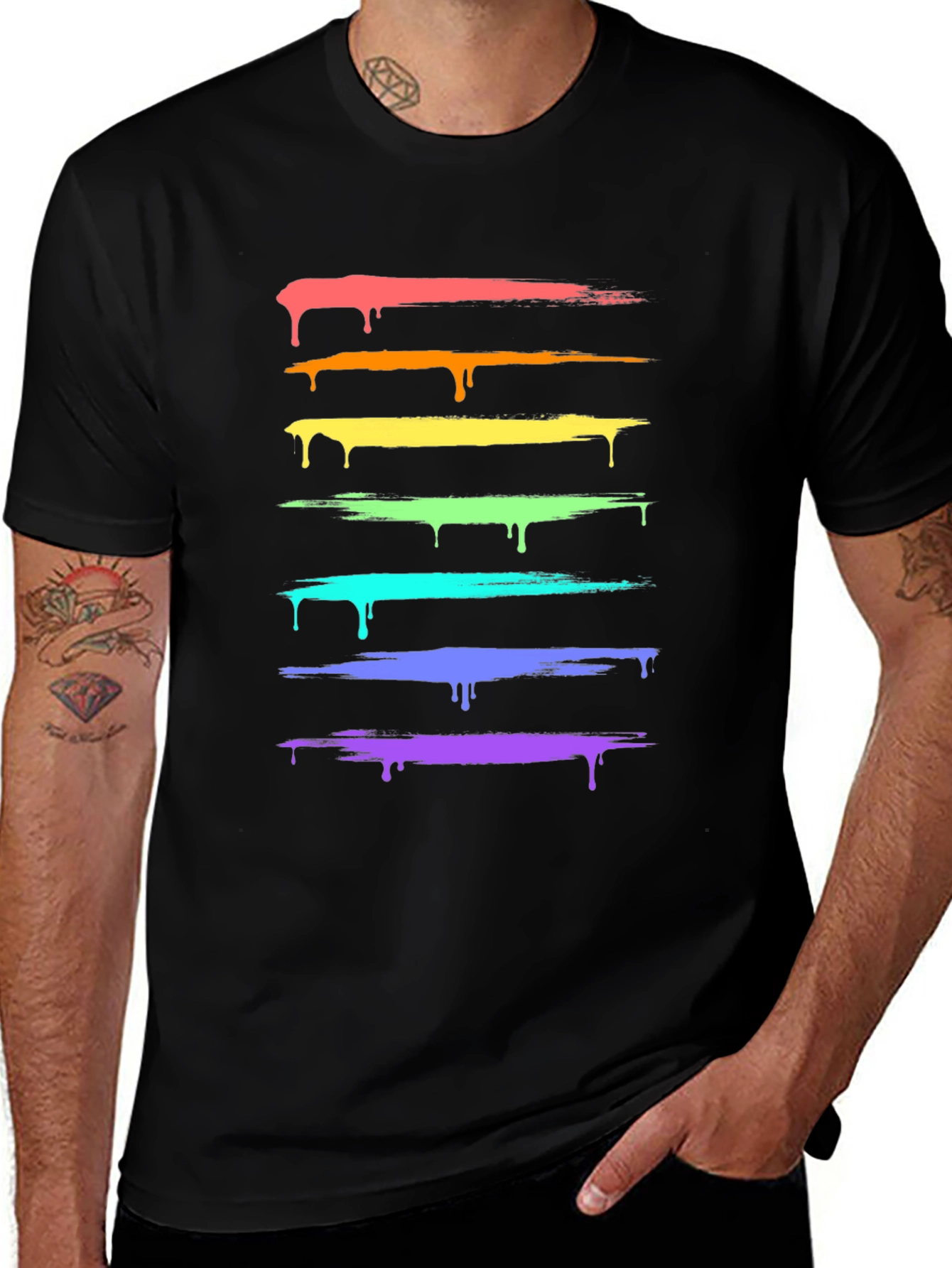 Variant 17 of Rainbow Drip Tee - Stylish Graphic Print T-Shirt
