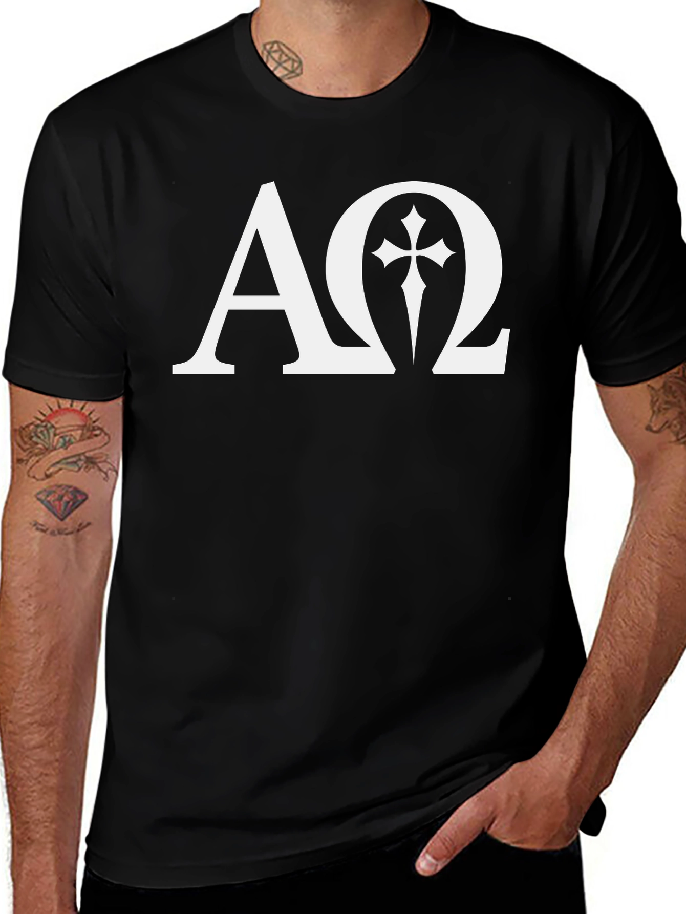 Alpha Omega Cross Graphic T-Shirt - Black