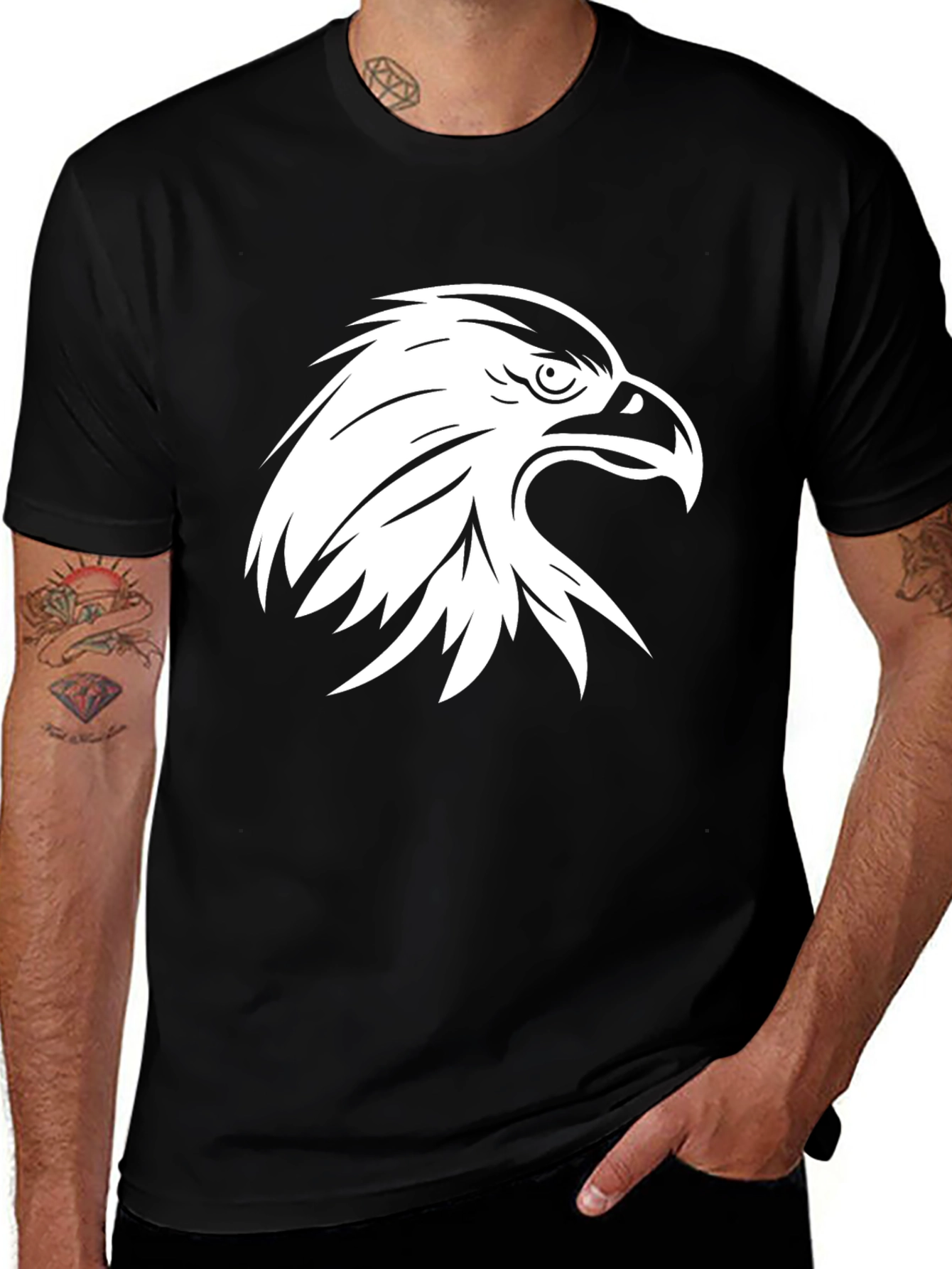 Variant 26 of Black T-Shirt with Bold Eagle Graphic