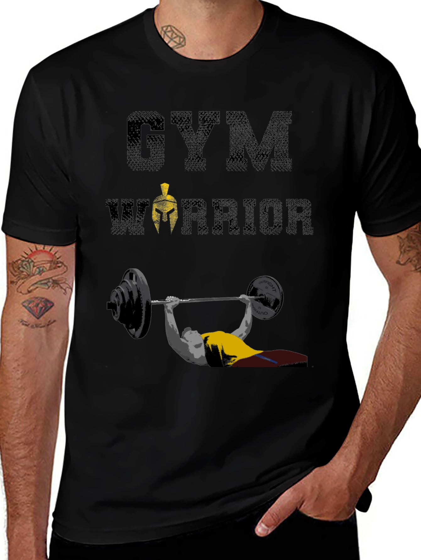 Variant 30 of Gym Warrior T-Shirt: Weightlifting Spartan Design