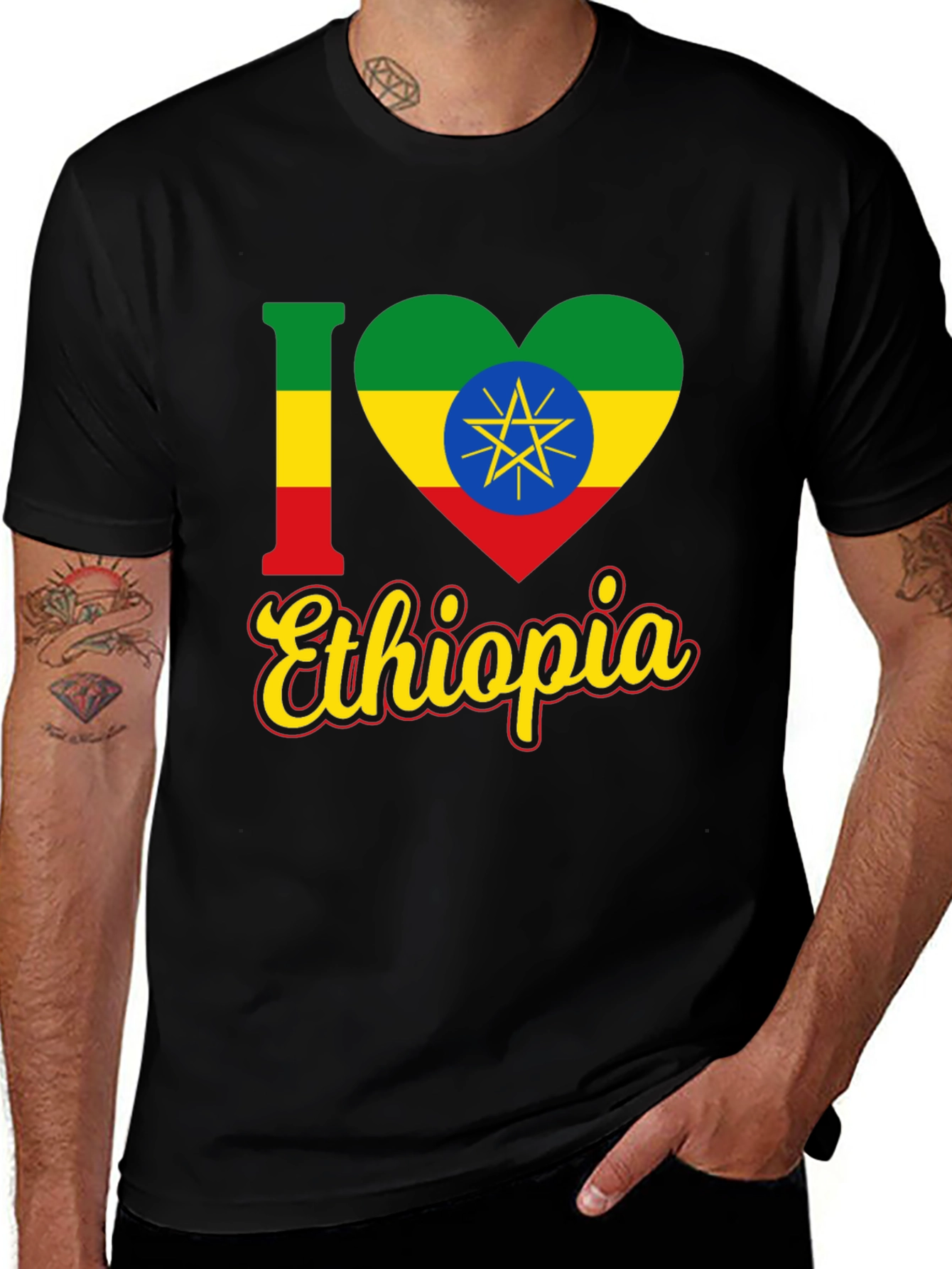 I Love Ethiopia Flag Heart T-Shirt