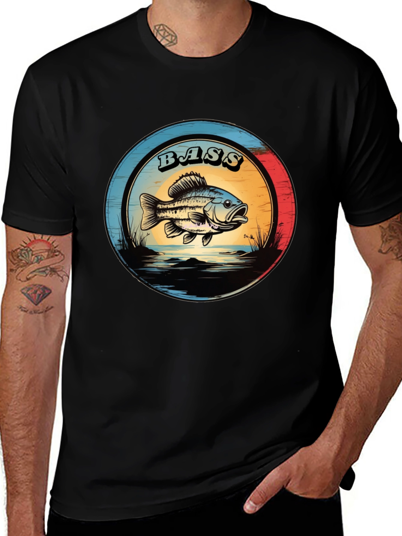 Variant 14 of Bass Fishing T-Shirt - Graphic Print Tee
