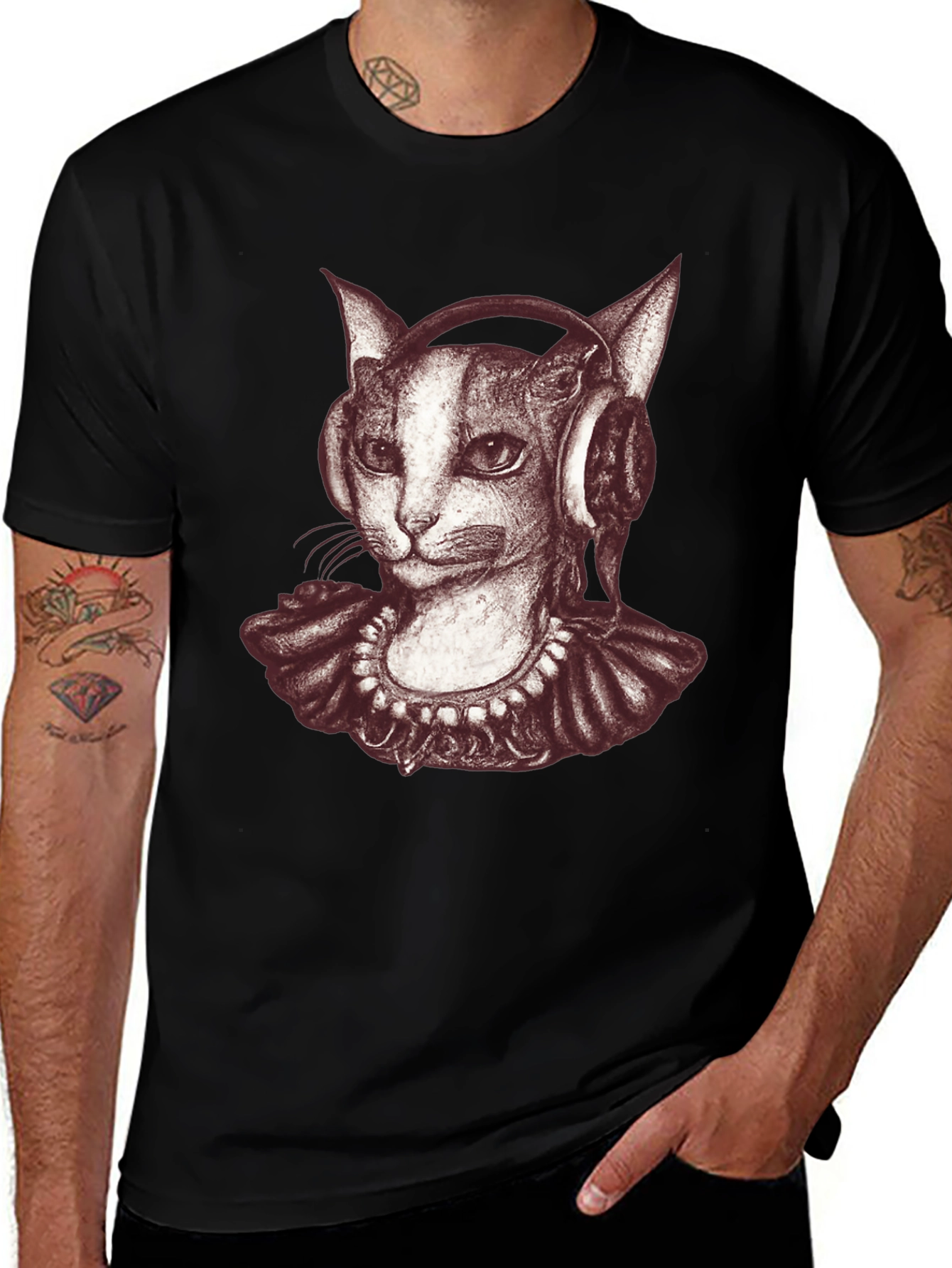 Variant 17 of Cat DJ Graphic Tee - Cool Cat with Headphones T-Shirt