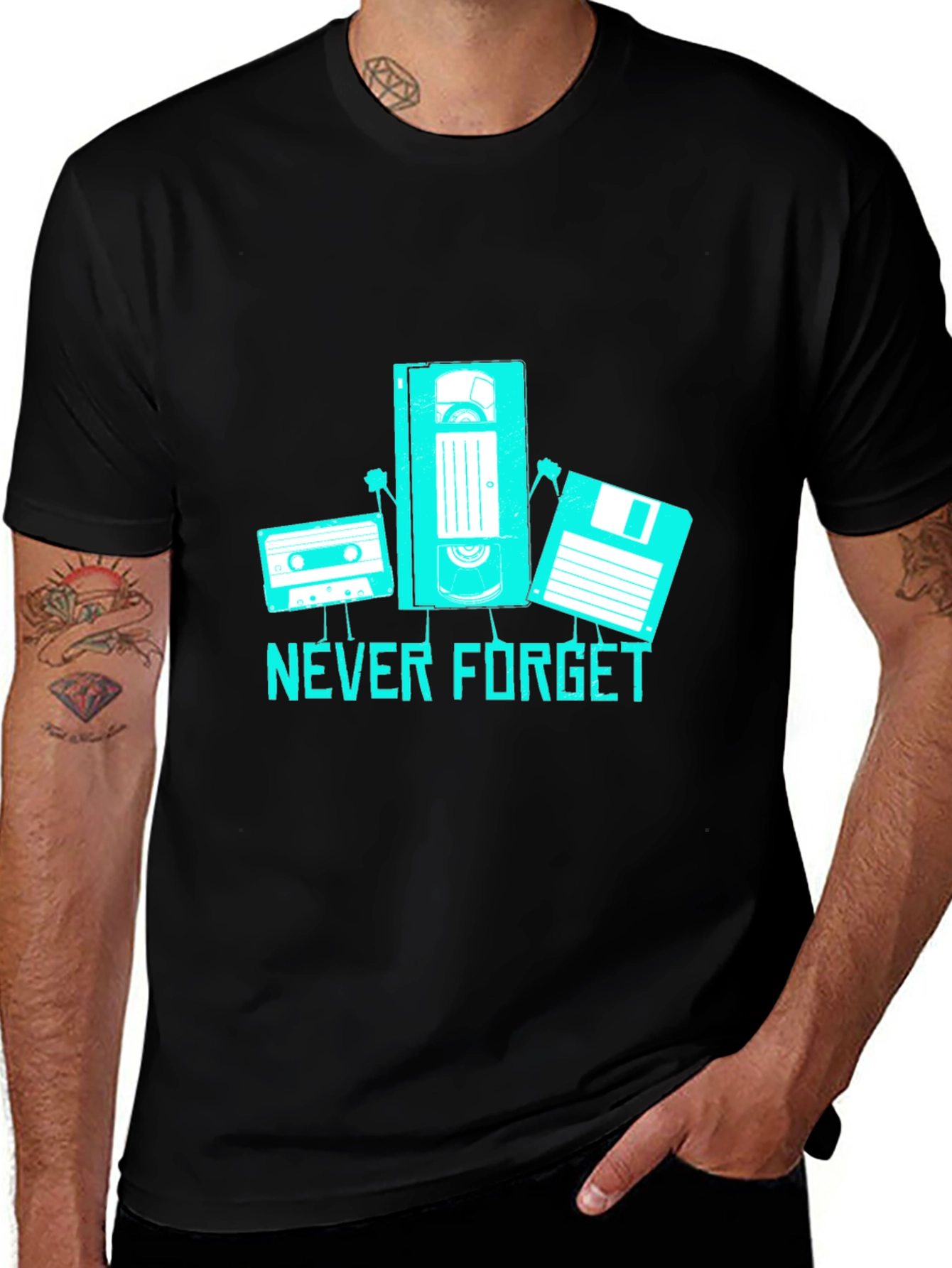 Variant 25 of Never Forget Retro Tech Black T-Shirt