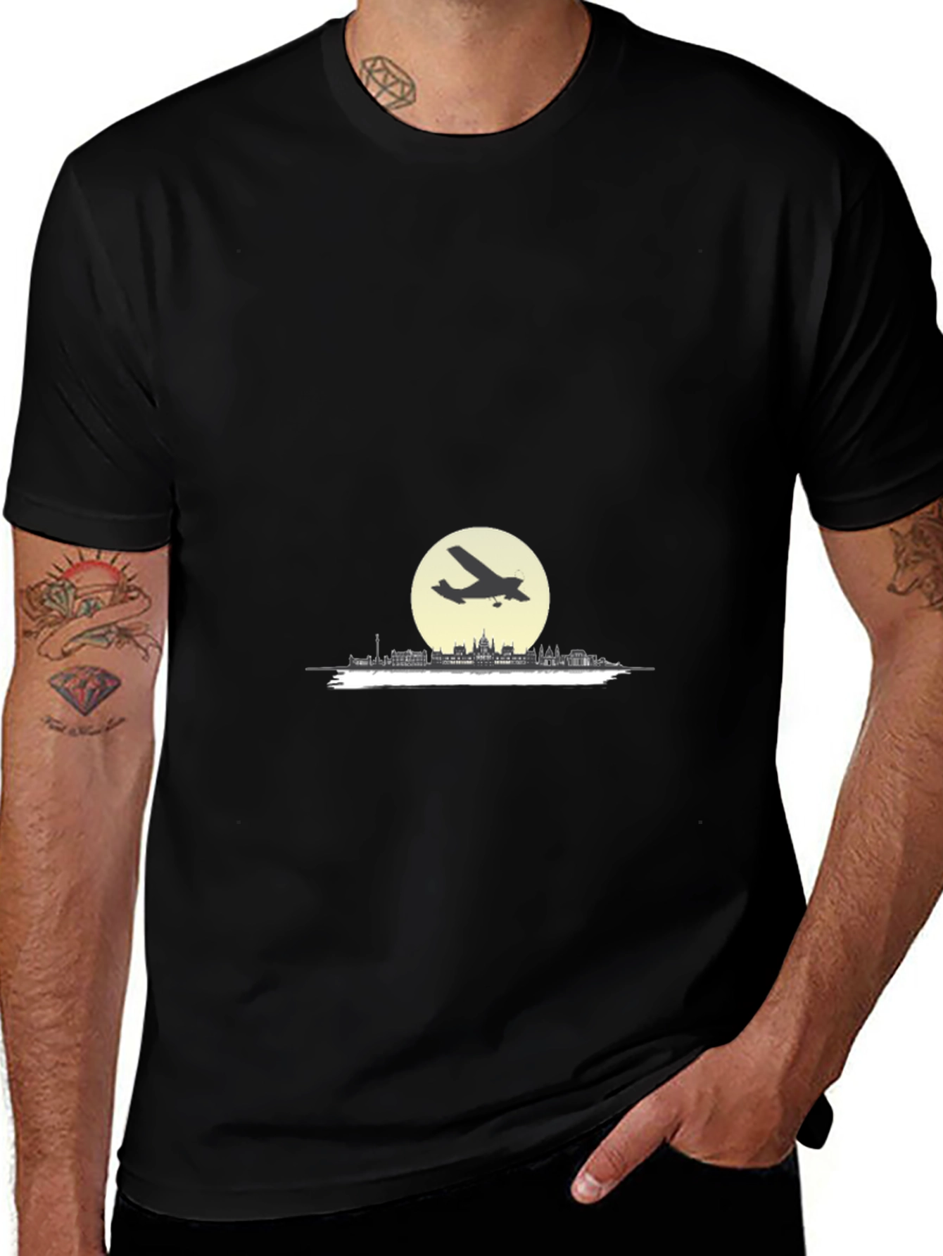 Variant 25 of Airplane Over Cityscape Graphic T-Shirt