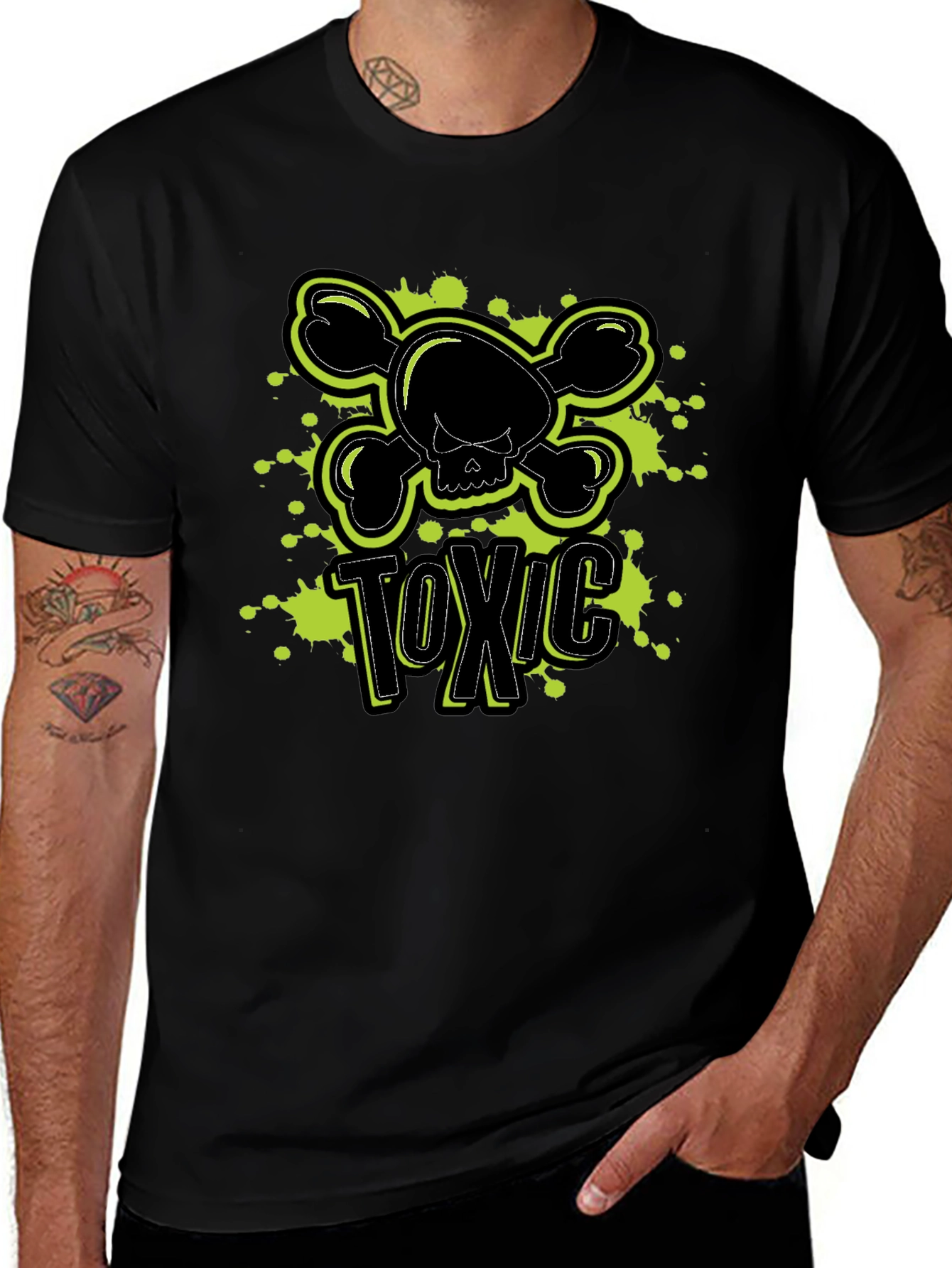 Variant 15 of Toxic Skull Graphic Print Black T-Shirt