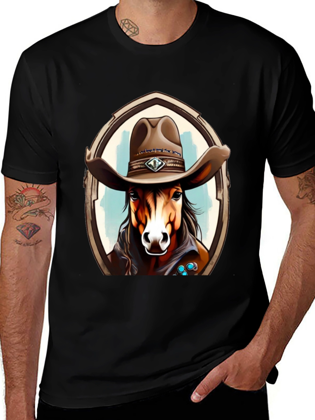 Variant 15 of Cowboy Horse Graphic Tee - Stylish Western T-Shirt
