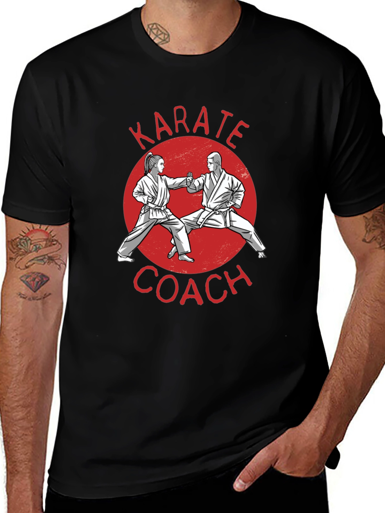 Variant 15 of Karate Coach Graphic T-Shirt - Black Cotton Tee