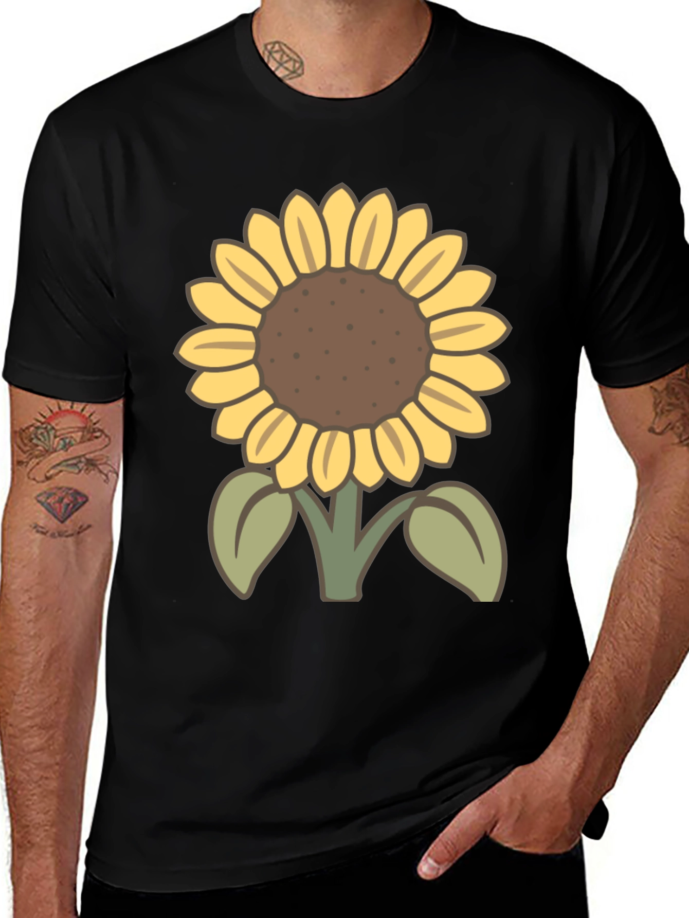 Variant 3 of Sunflower Graphic T-Shirt - Casual Black Tee