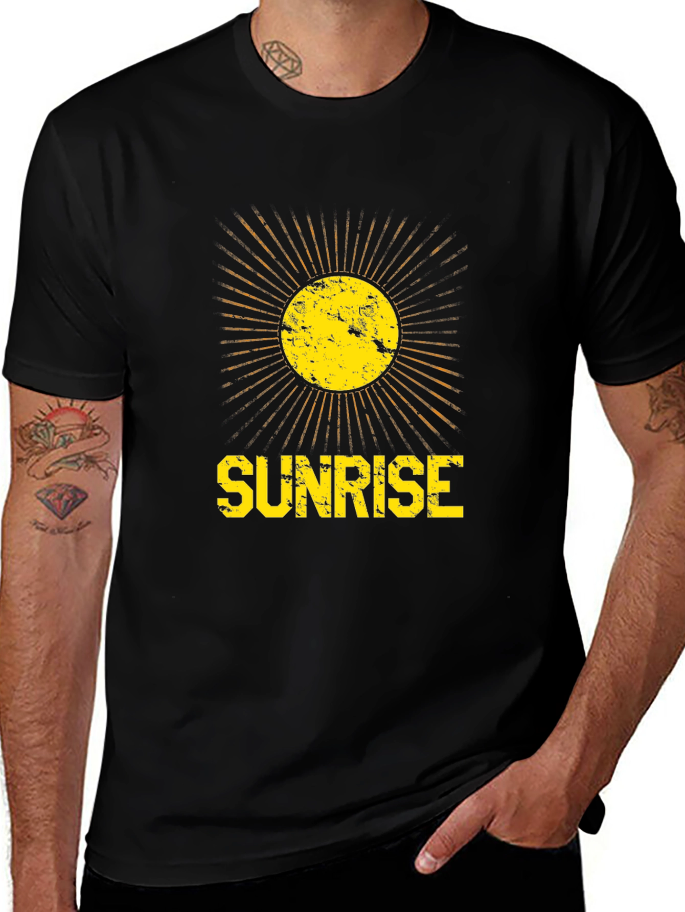 Variant 3 of Sunrise Graphic T-Shirt - Yellow Sun Design