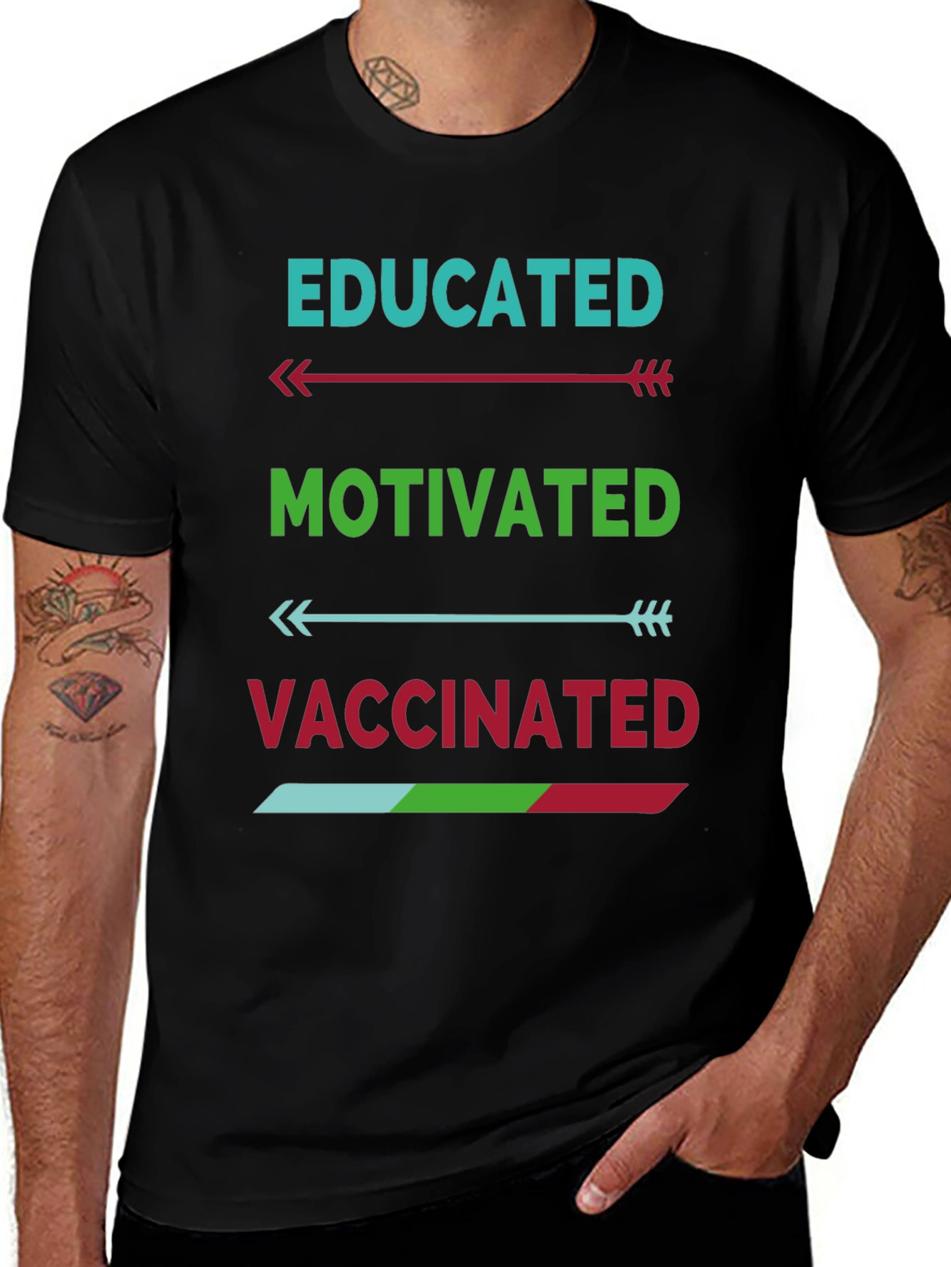 Black Educated Motivated Vaccinated T-Shirt main image