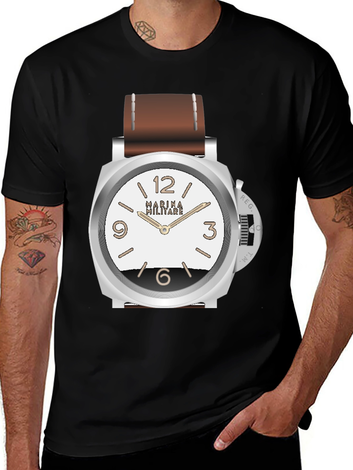 Variant 10 of Statement Watch Graphic T-Shirt - Black Casual Tee